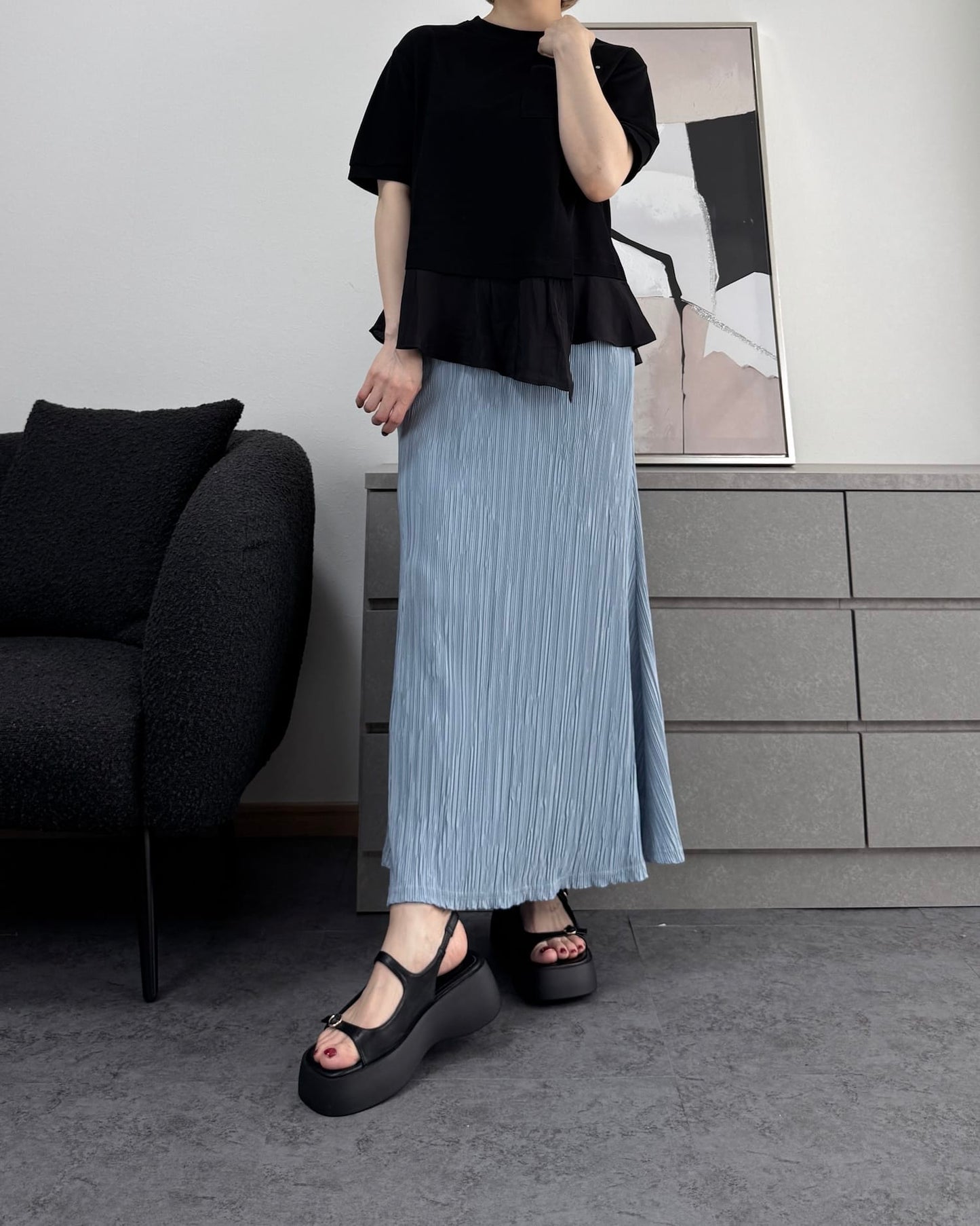 フリル切り替えデザインTシャツ