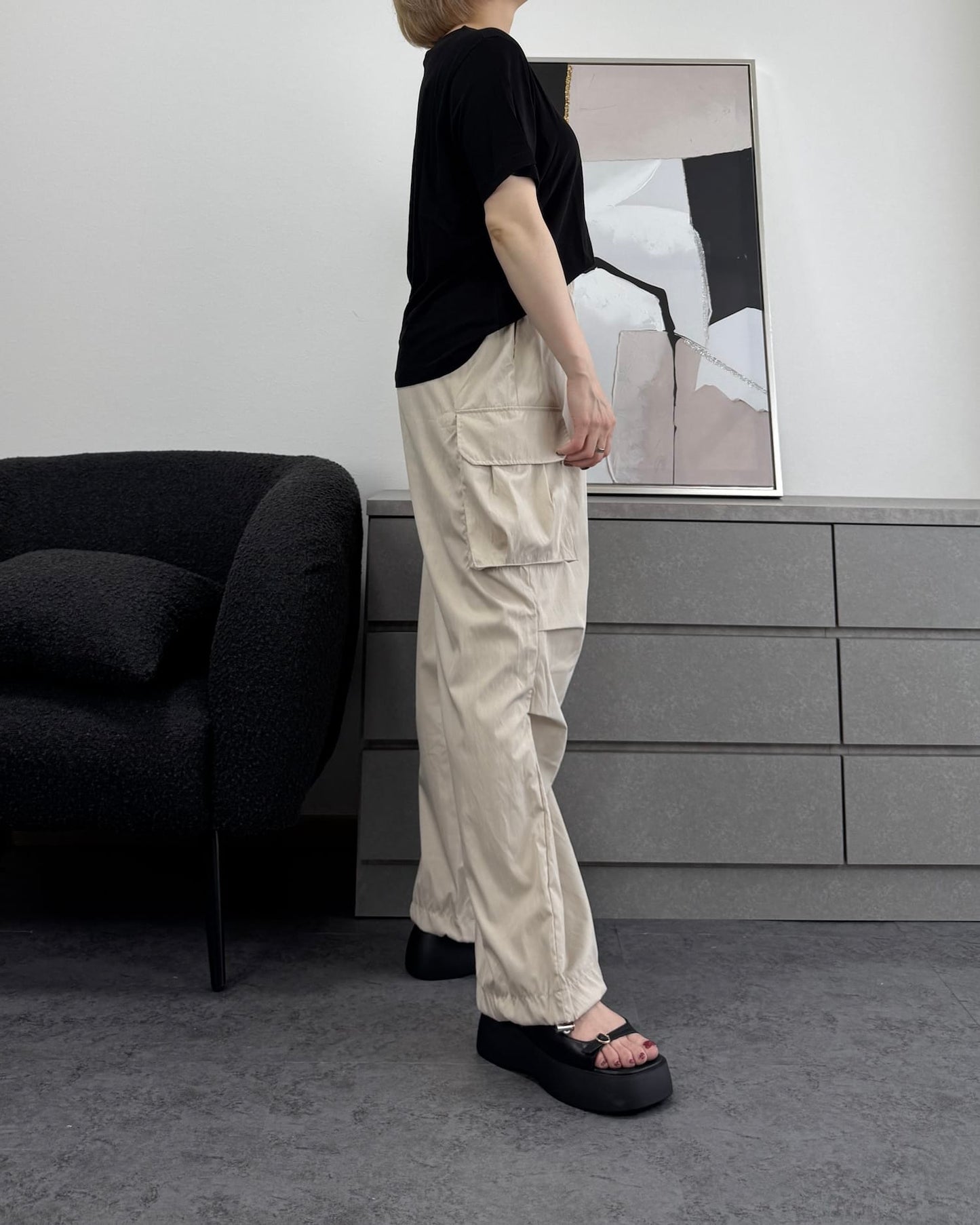 とろみシャーリングカーゴパンツ