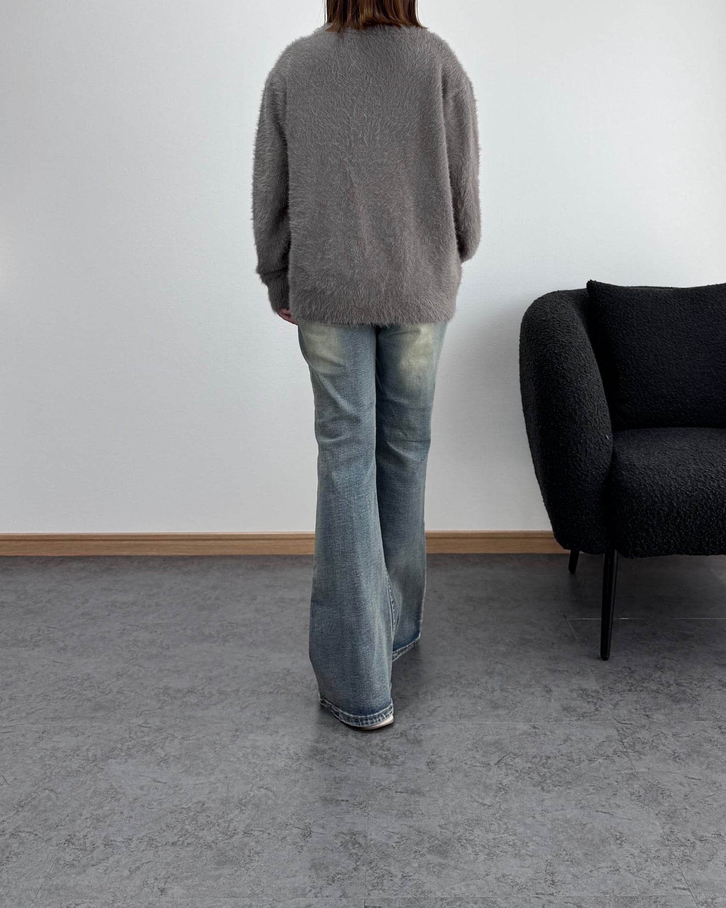 Vネックファーカーディガン