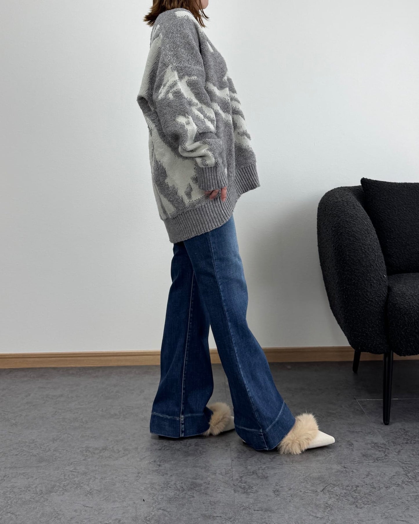 裾切り替えデニム