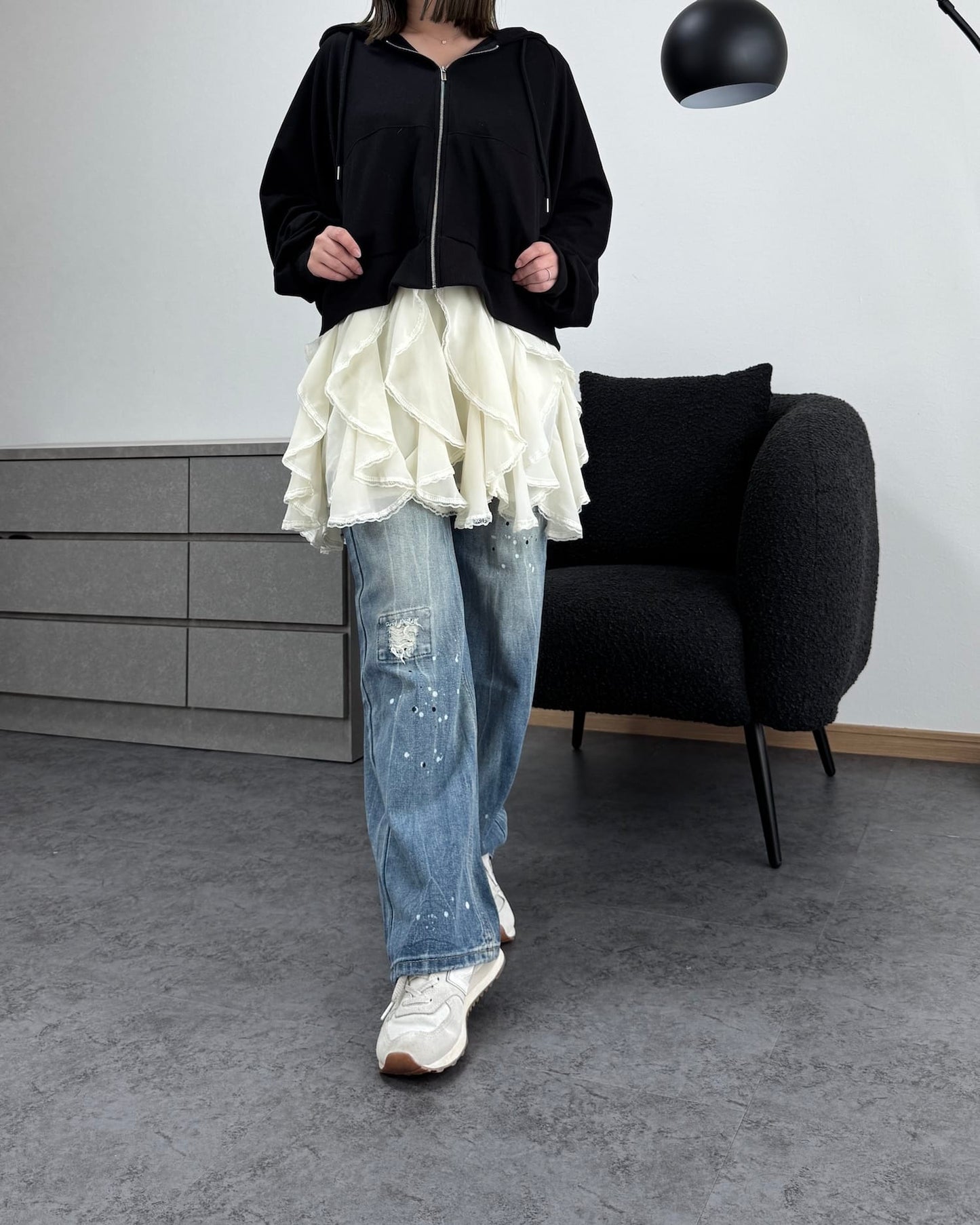 レイヤードレーススカート