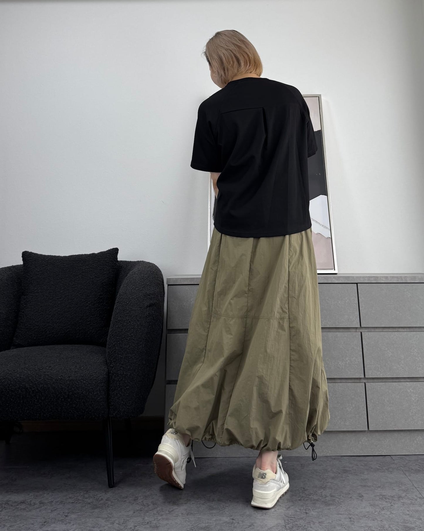 裾ドロストナイロンスカート