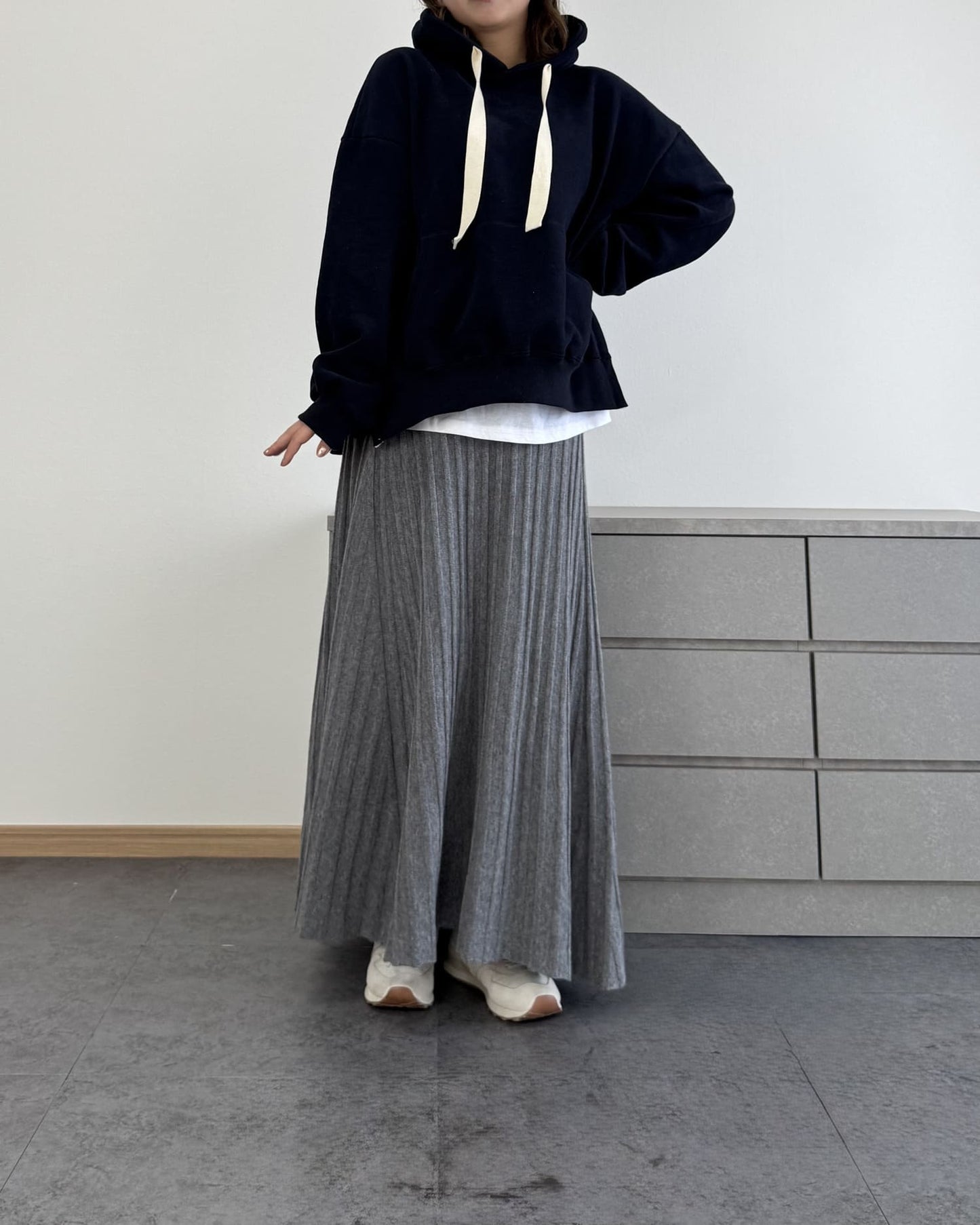 カットソーレイヤードパーカー