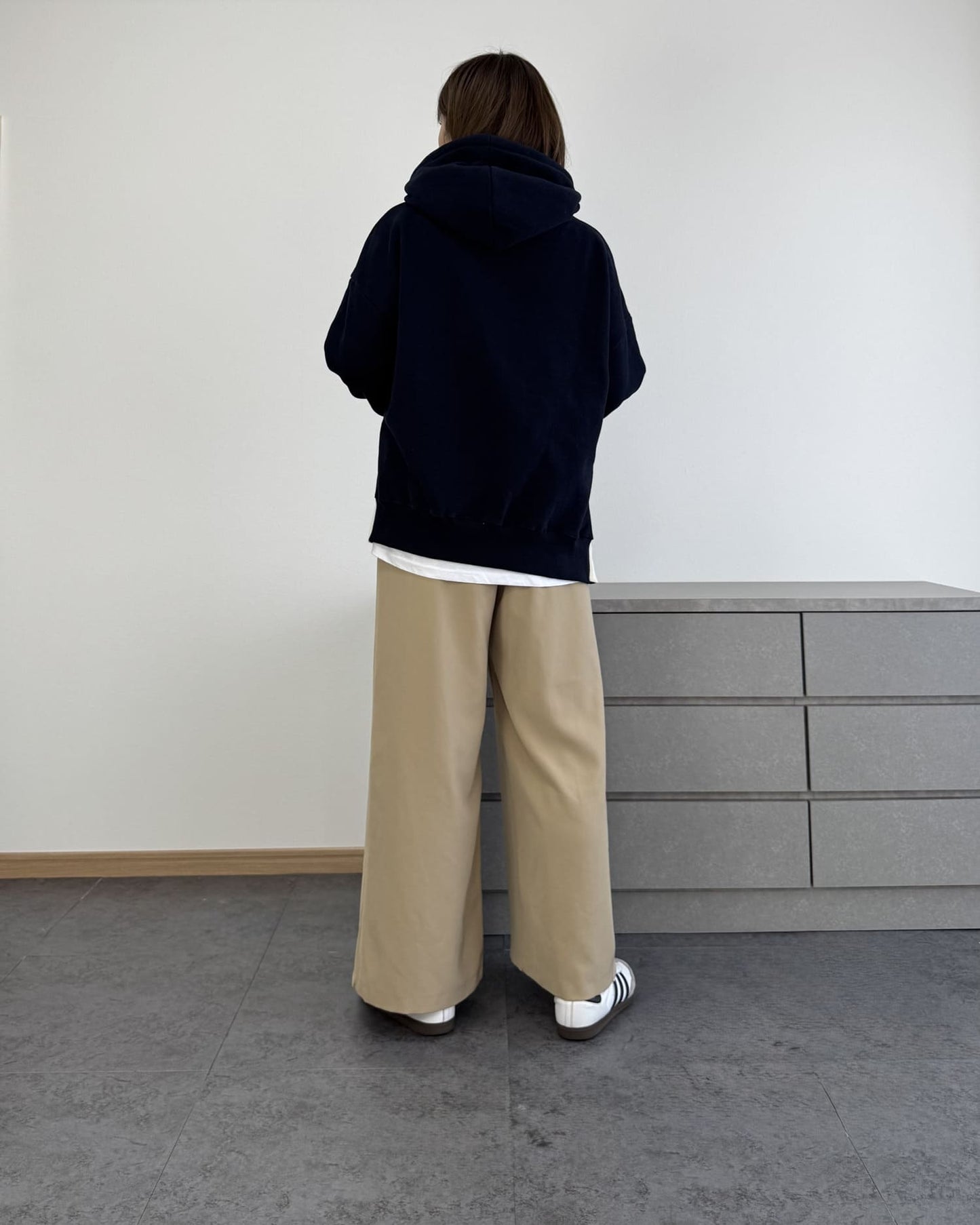 カットソーレイヤードパーカー