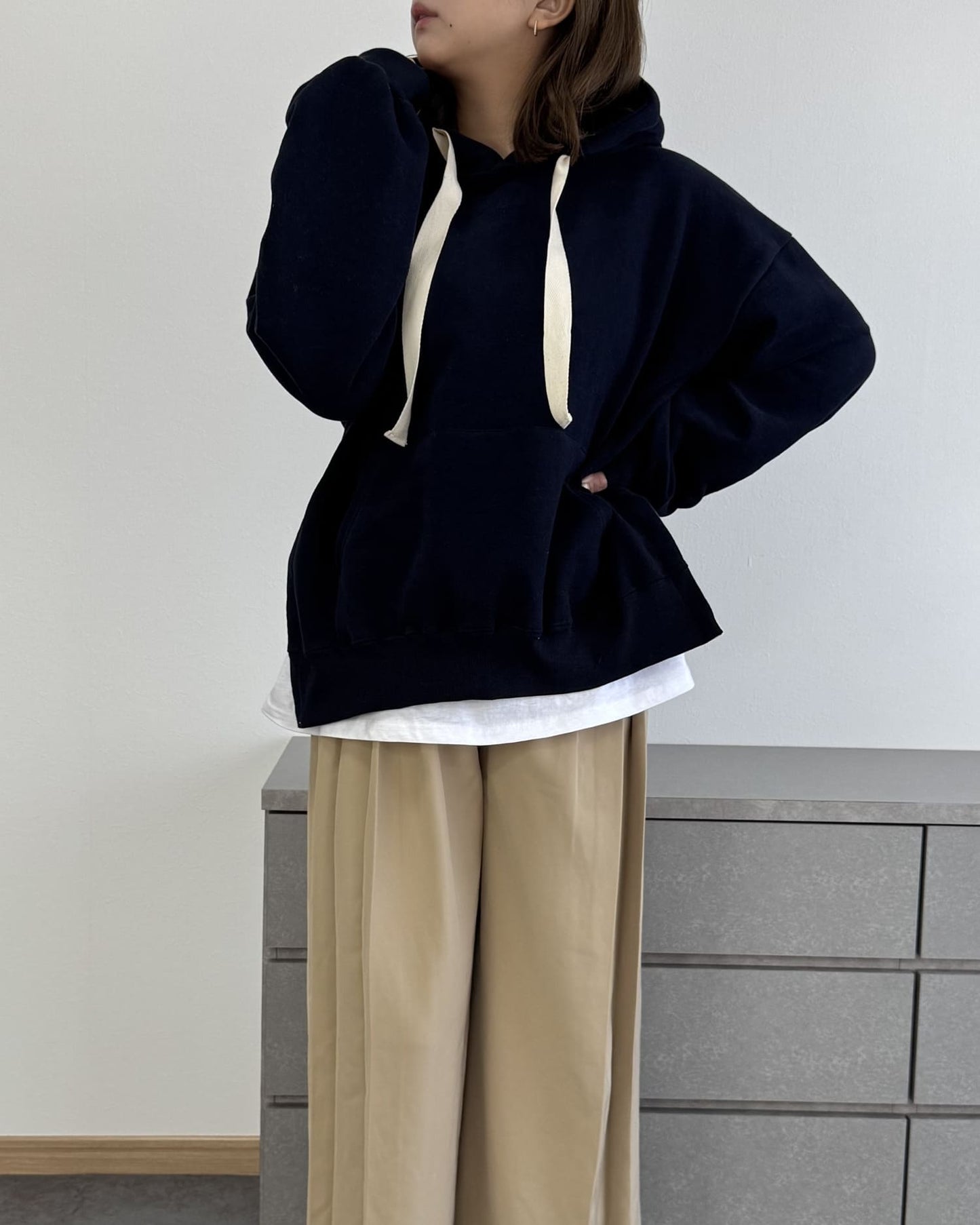 カットソーレイヤードパーカー