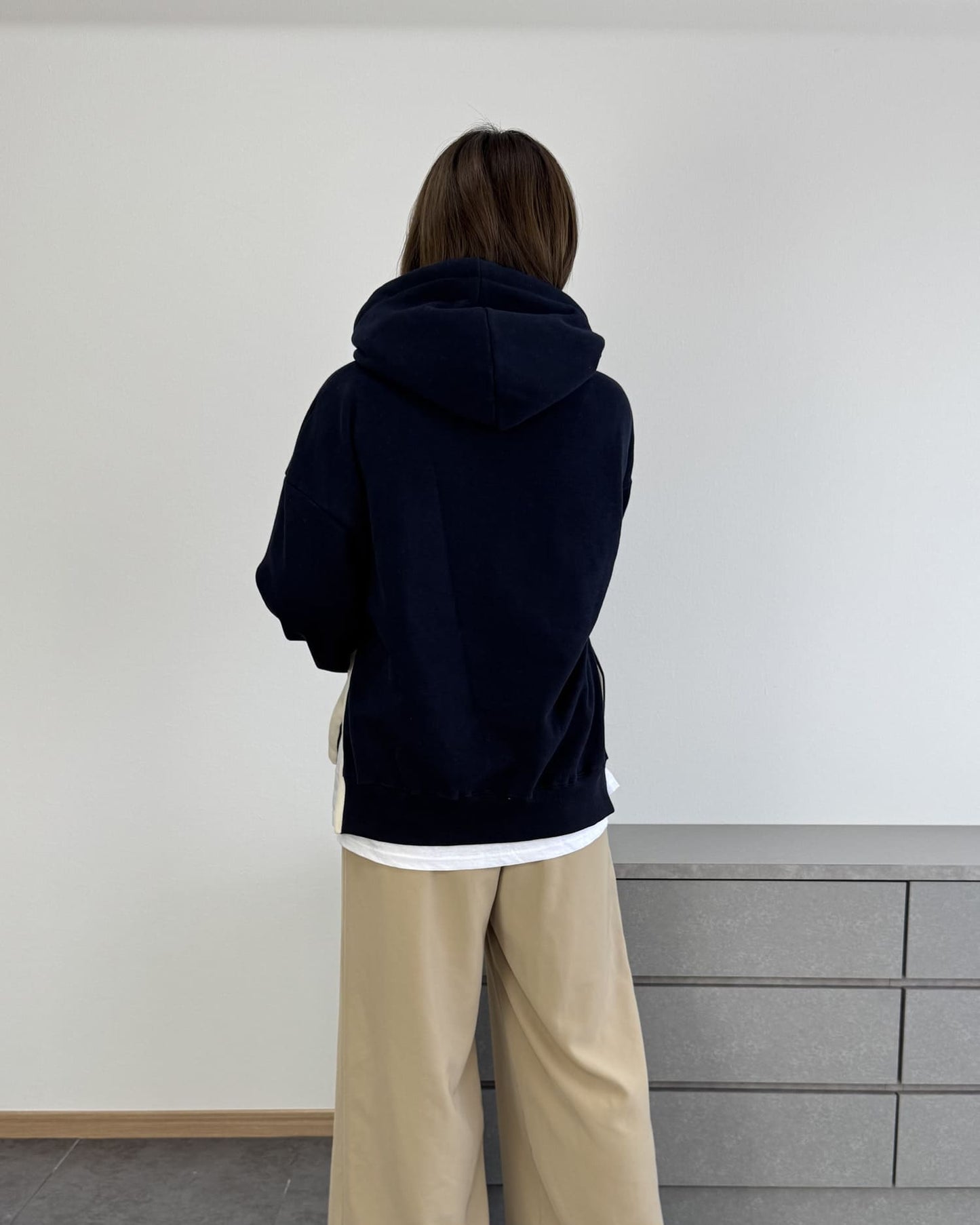 カットソーレイヤードパーカー