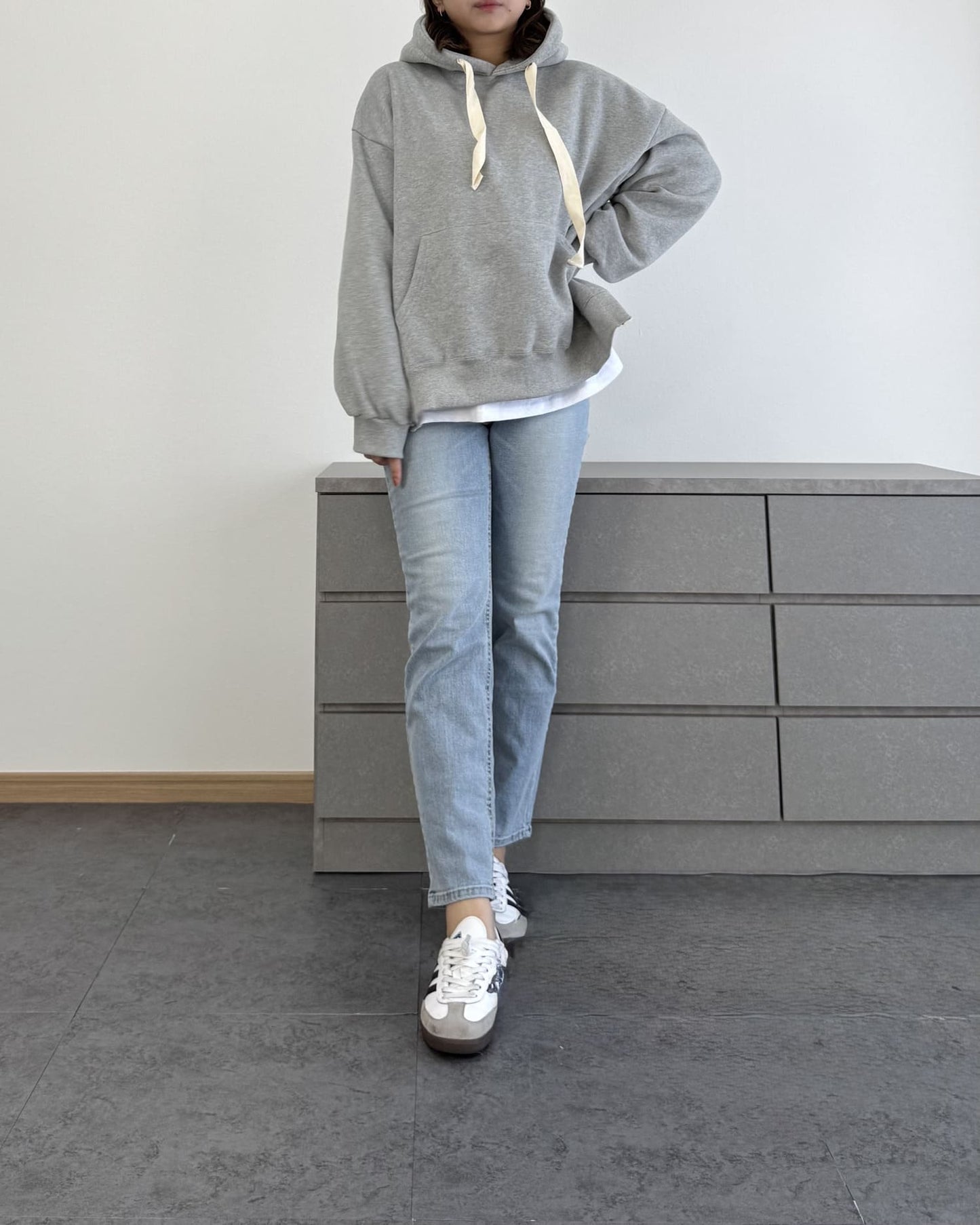 カットソーレイヤードパーカー