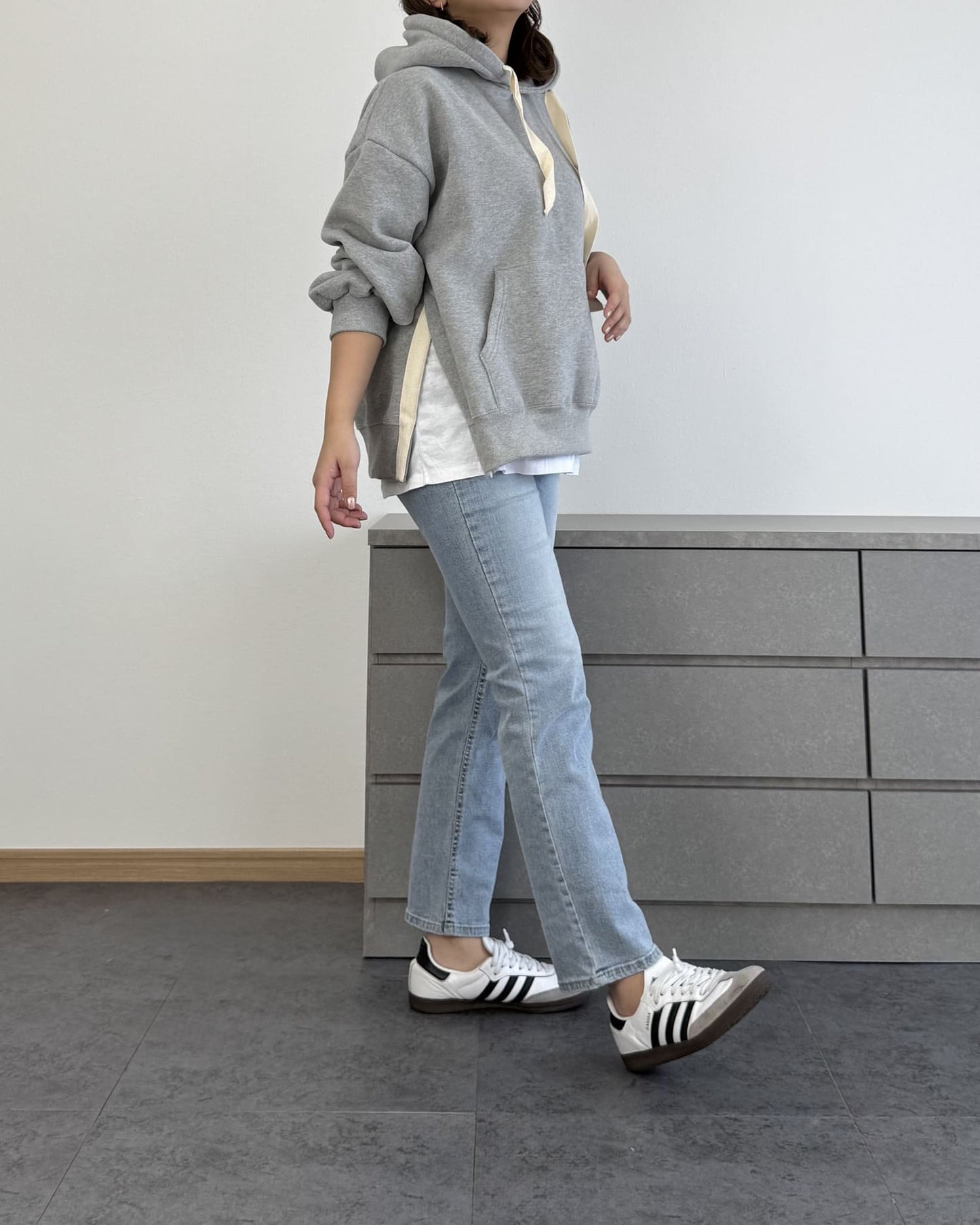 カットソーレイヤードパーカー