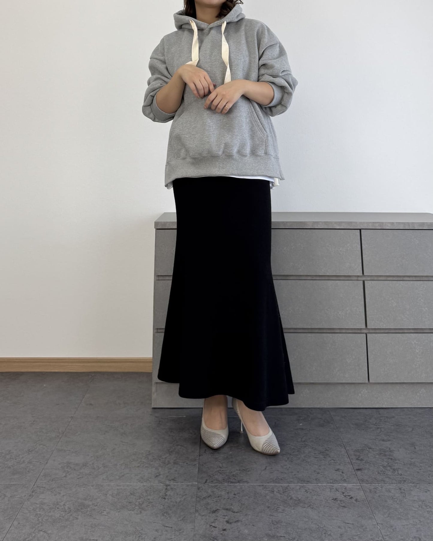 カットソーレイヤードパーカー