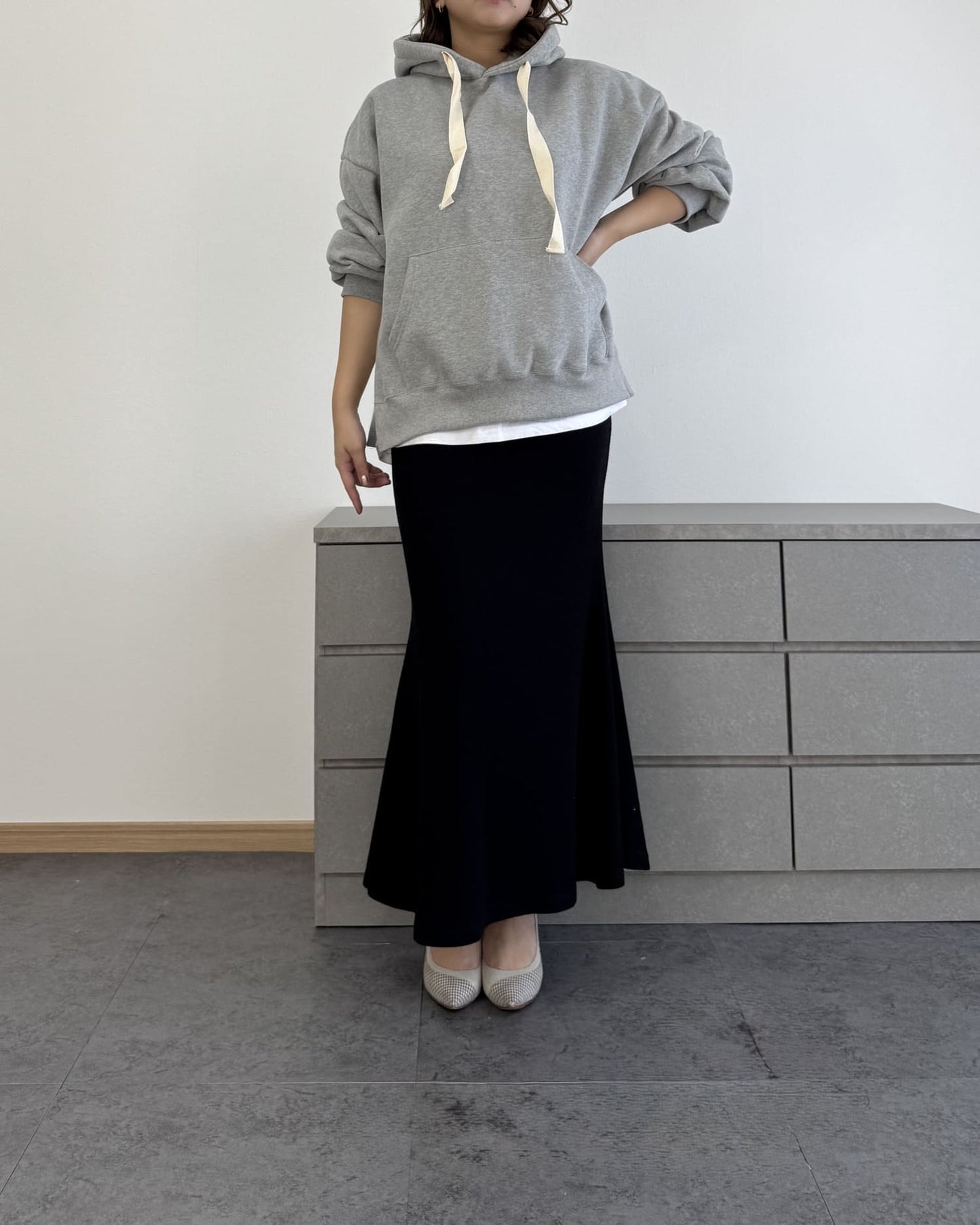 カットソーレイヤードパーカー