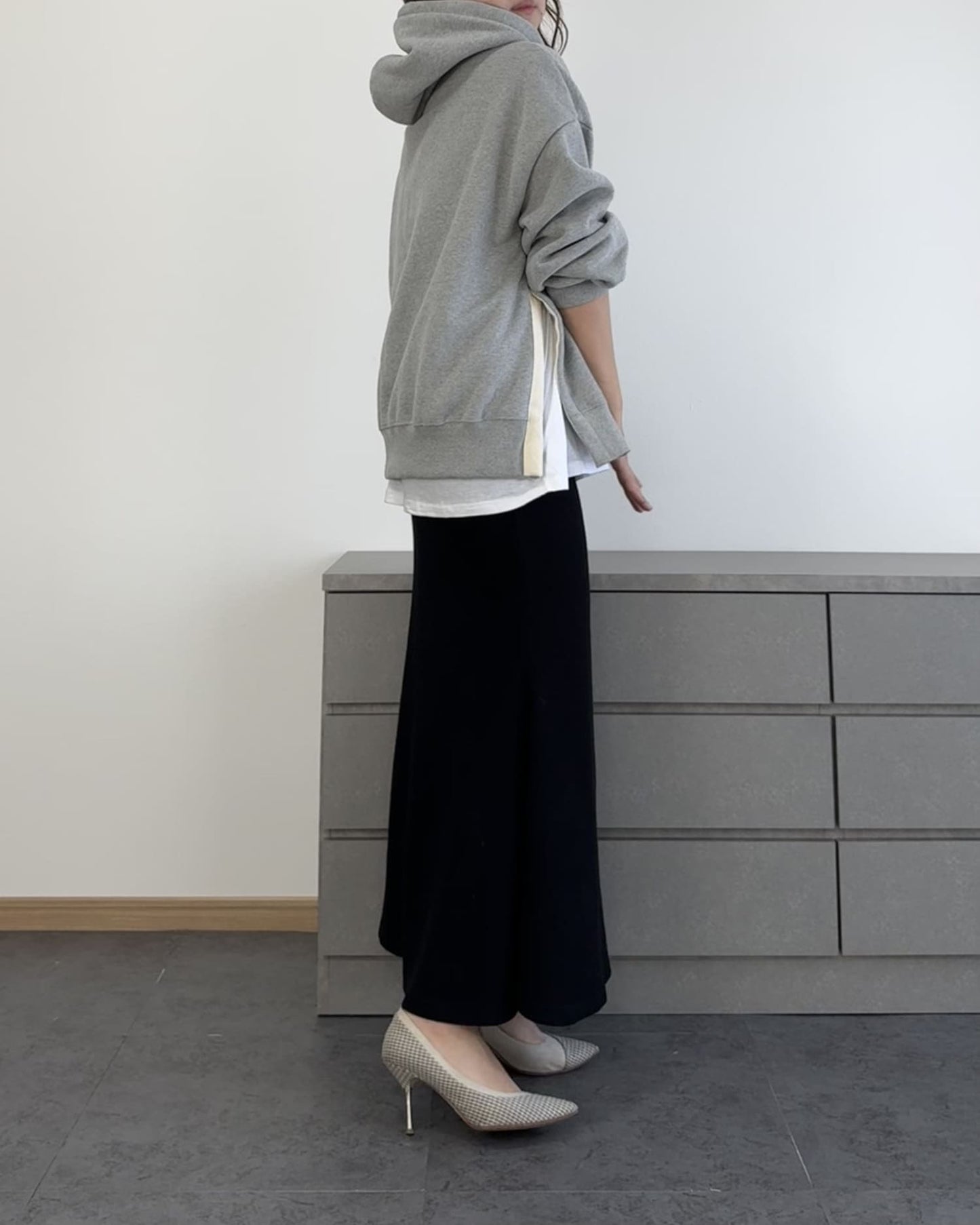 カットソーレイヤードパーカー