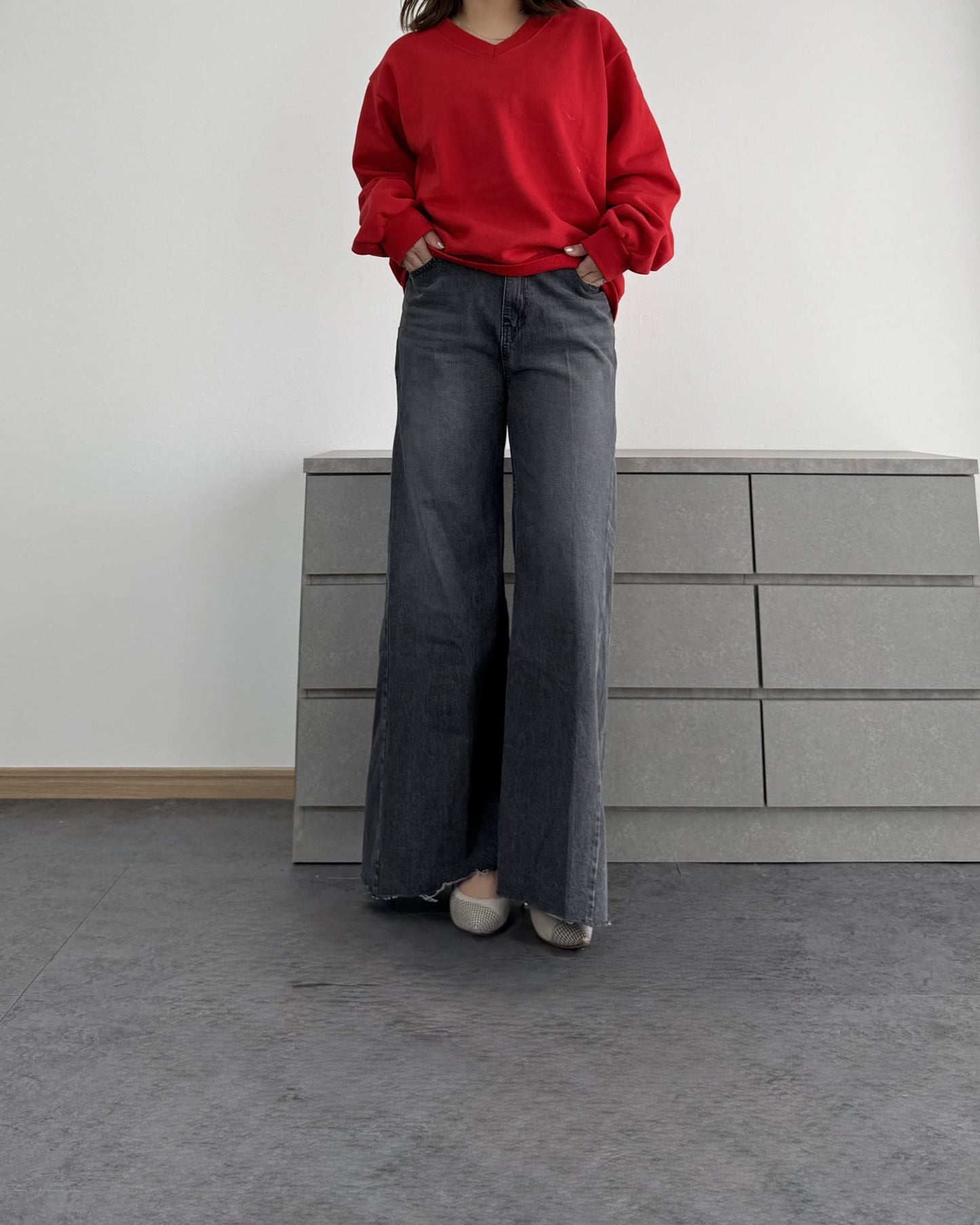 裏起毛Vネックトレーナー