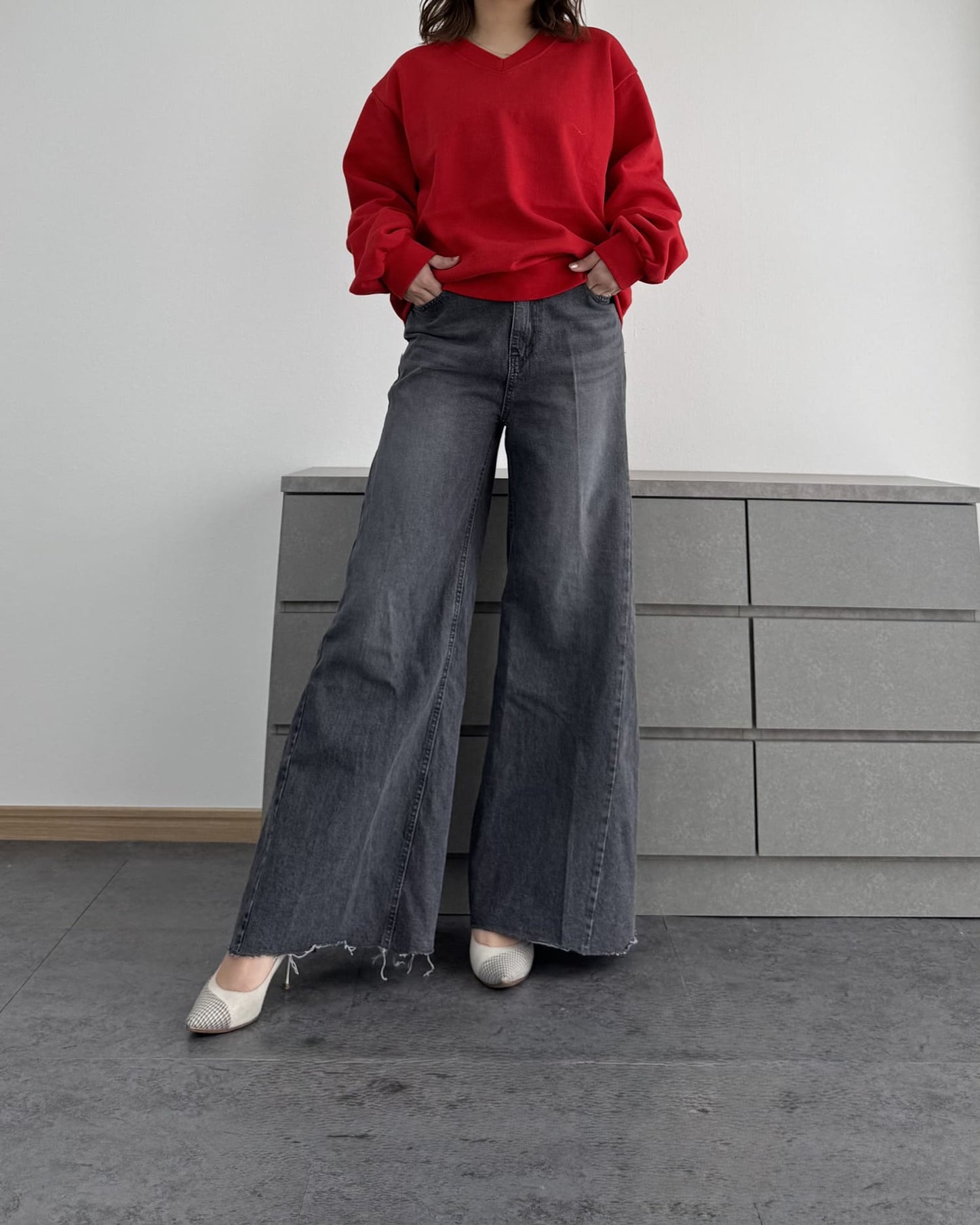 裏起毛Vネックトレーナー