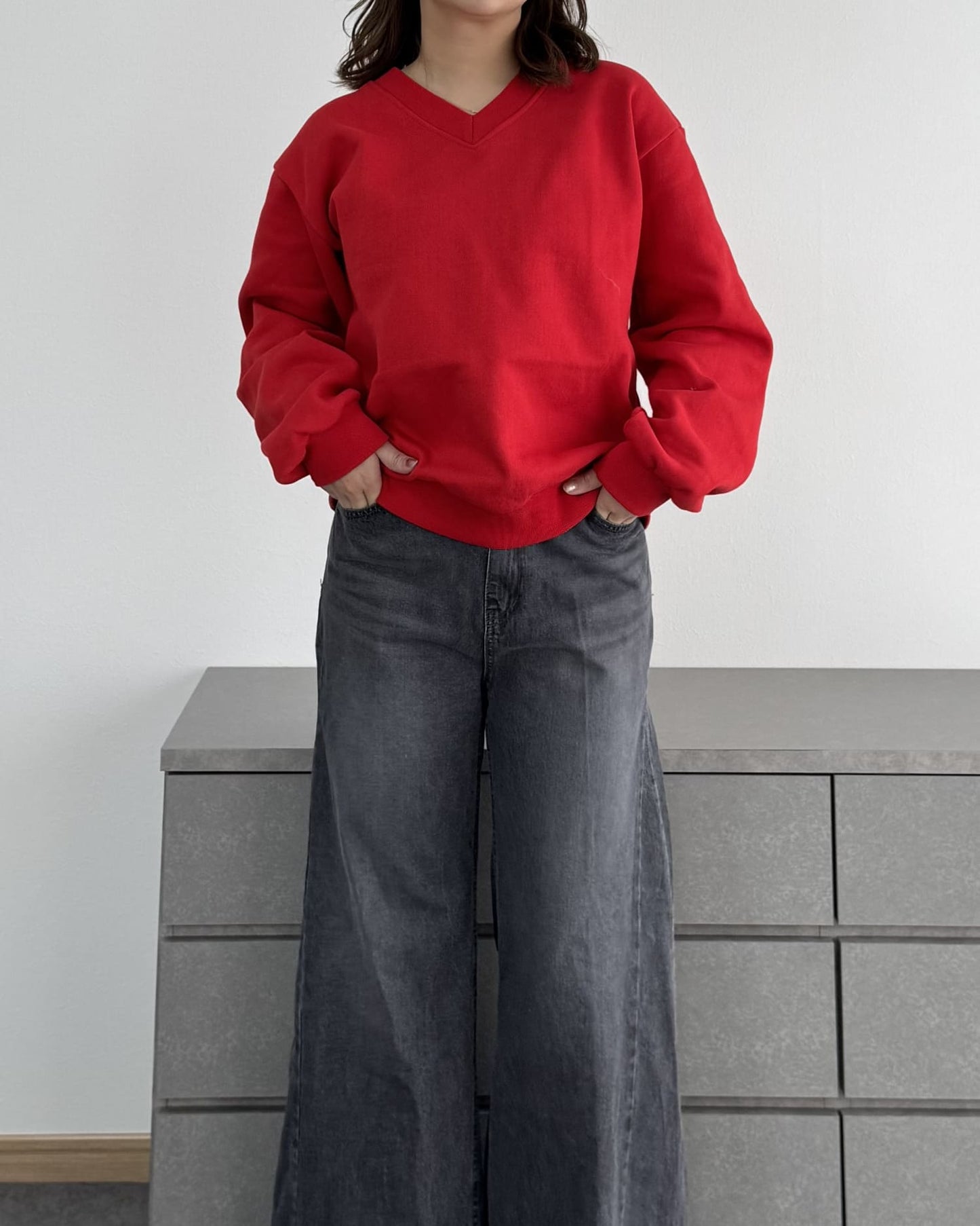 裏起毛Vネックトレーナー