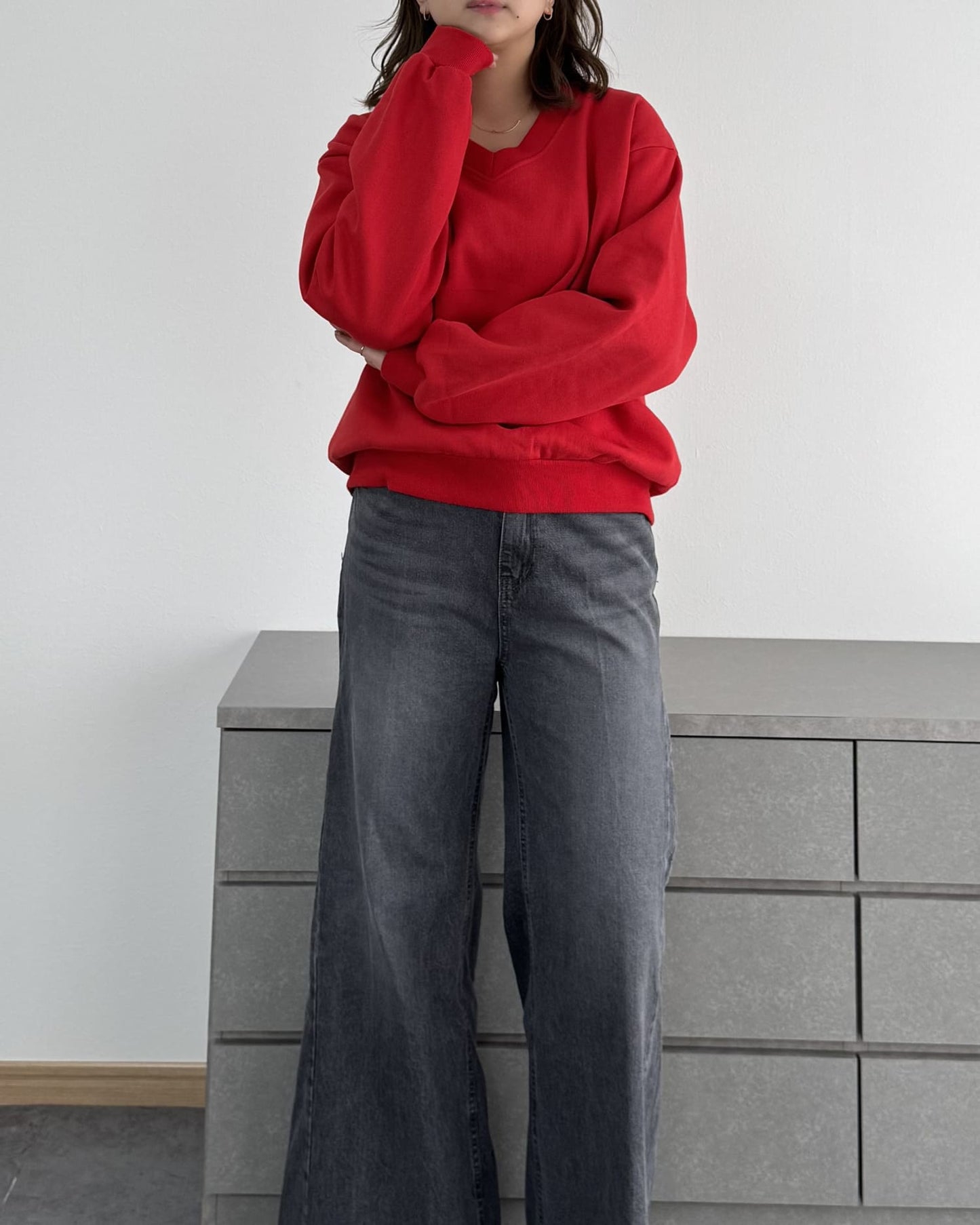 裏起毛Vネックトレーナー