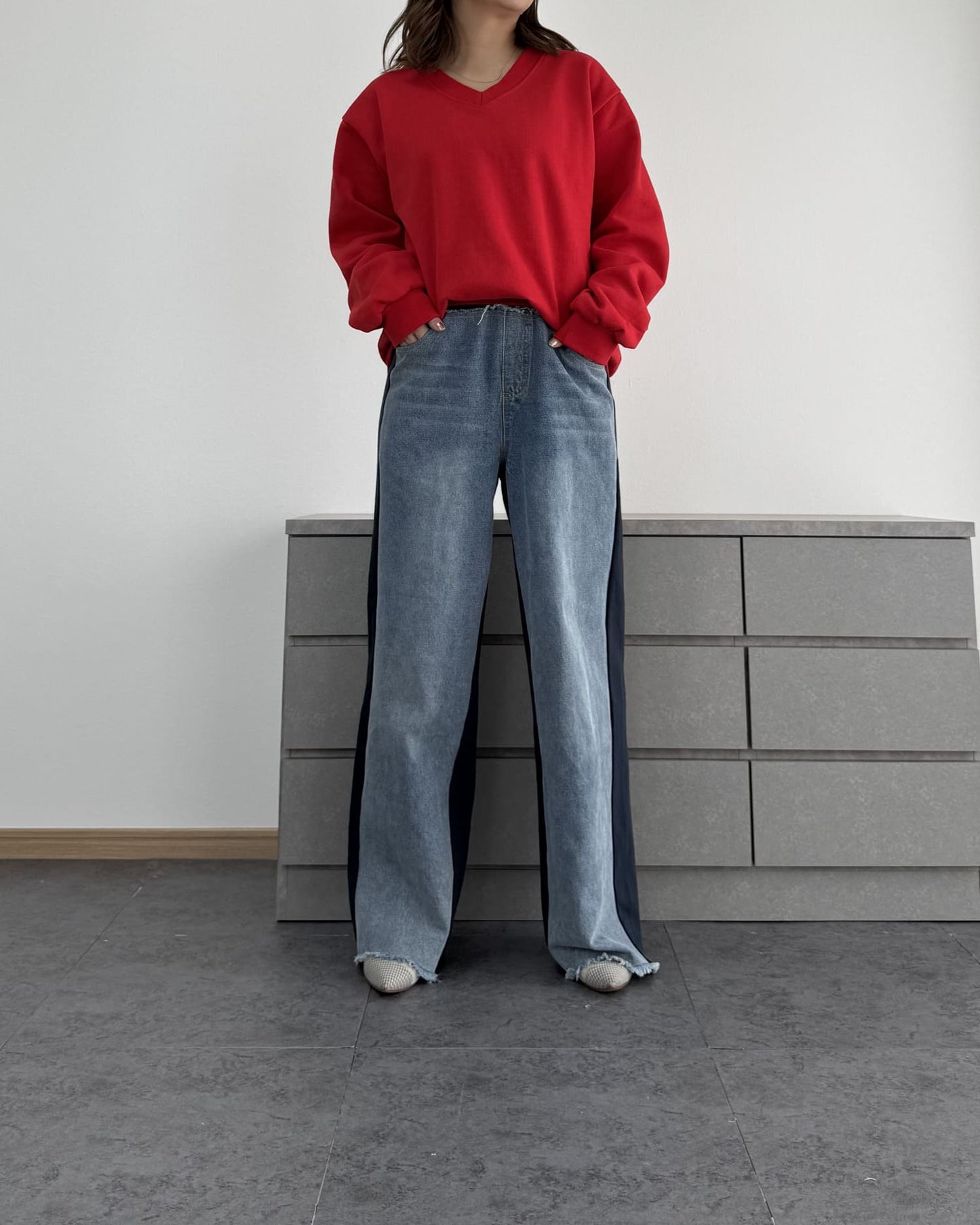 裏起毛Vネックトレーナー