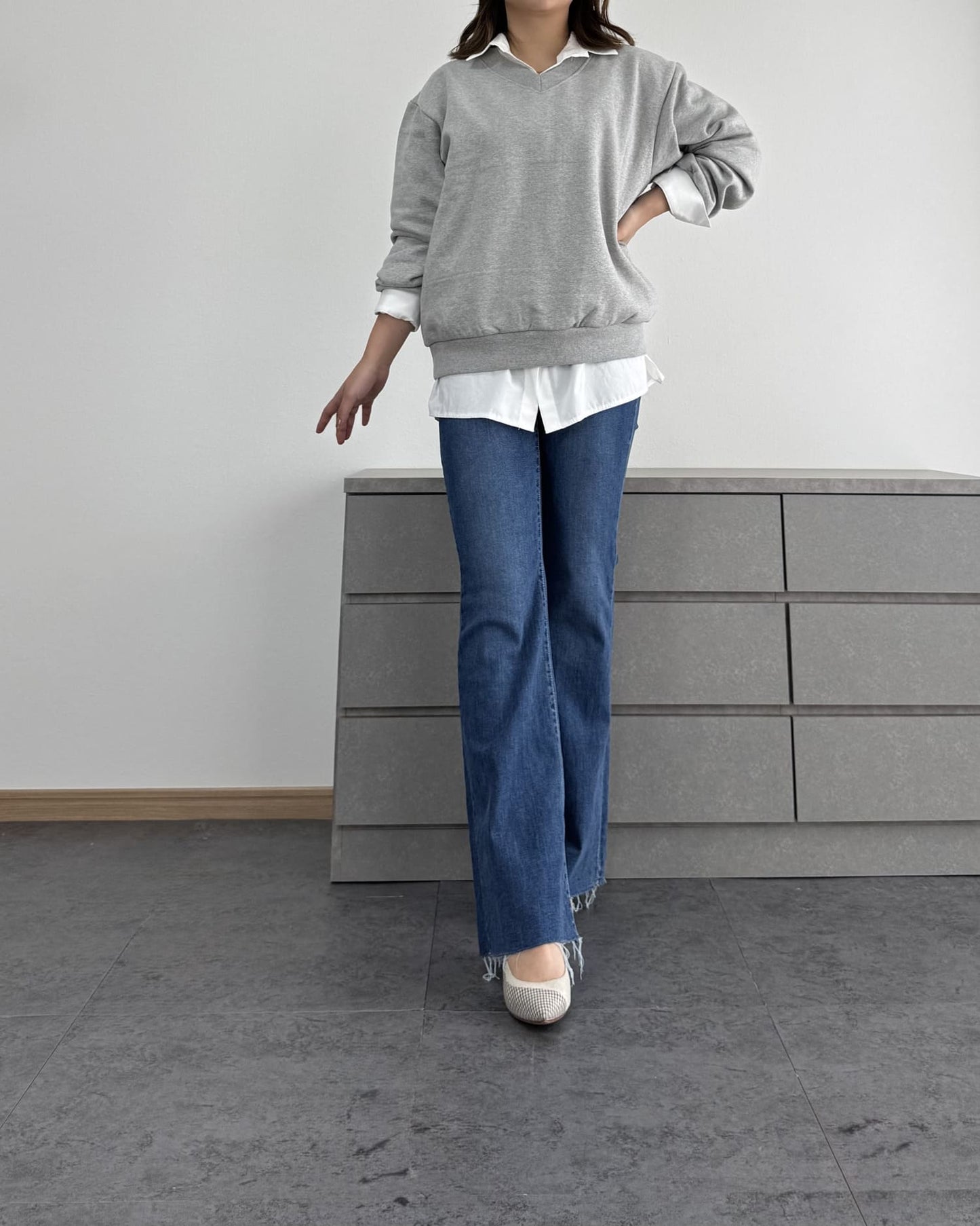 裏起毛Vネックトレーナー