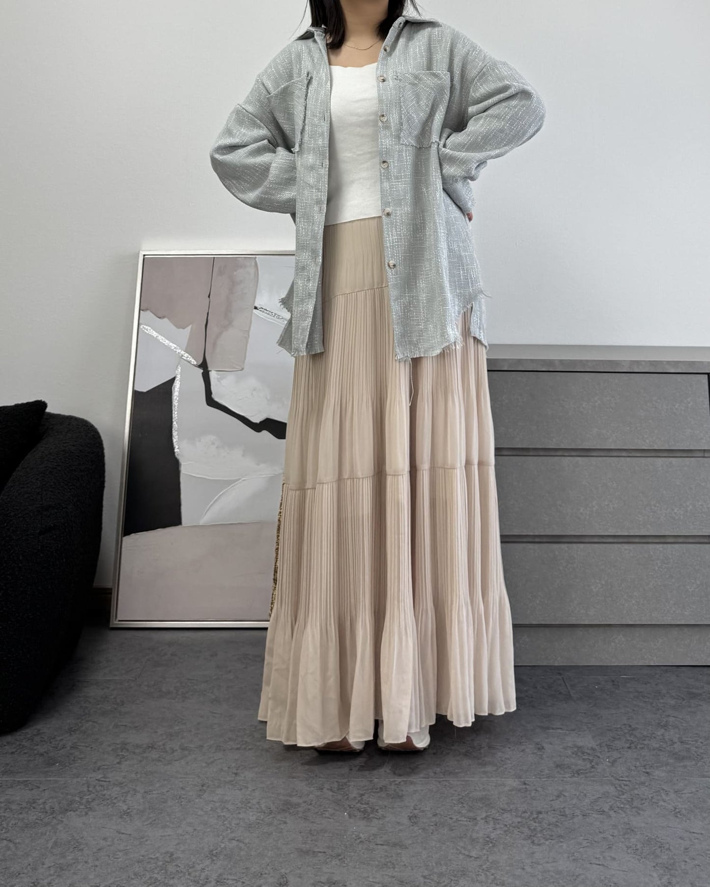 カットオフツイードオーバーシャツ