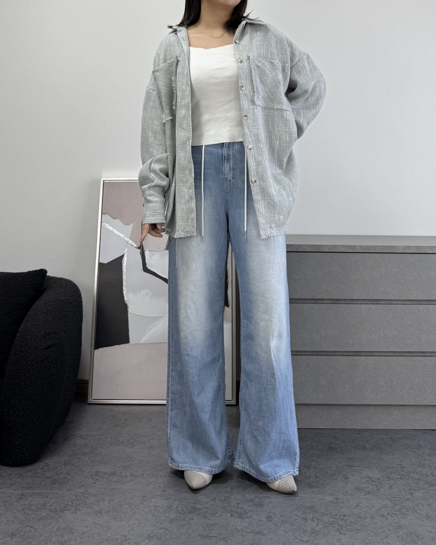 カットオフツイードオーバーシャツ