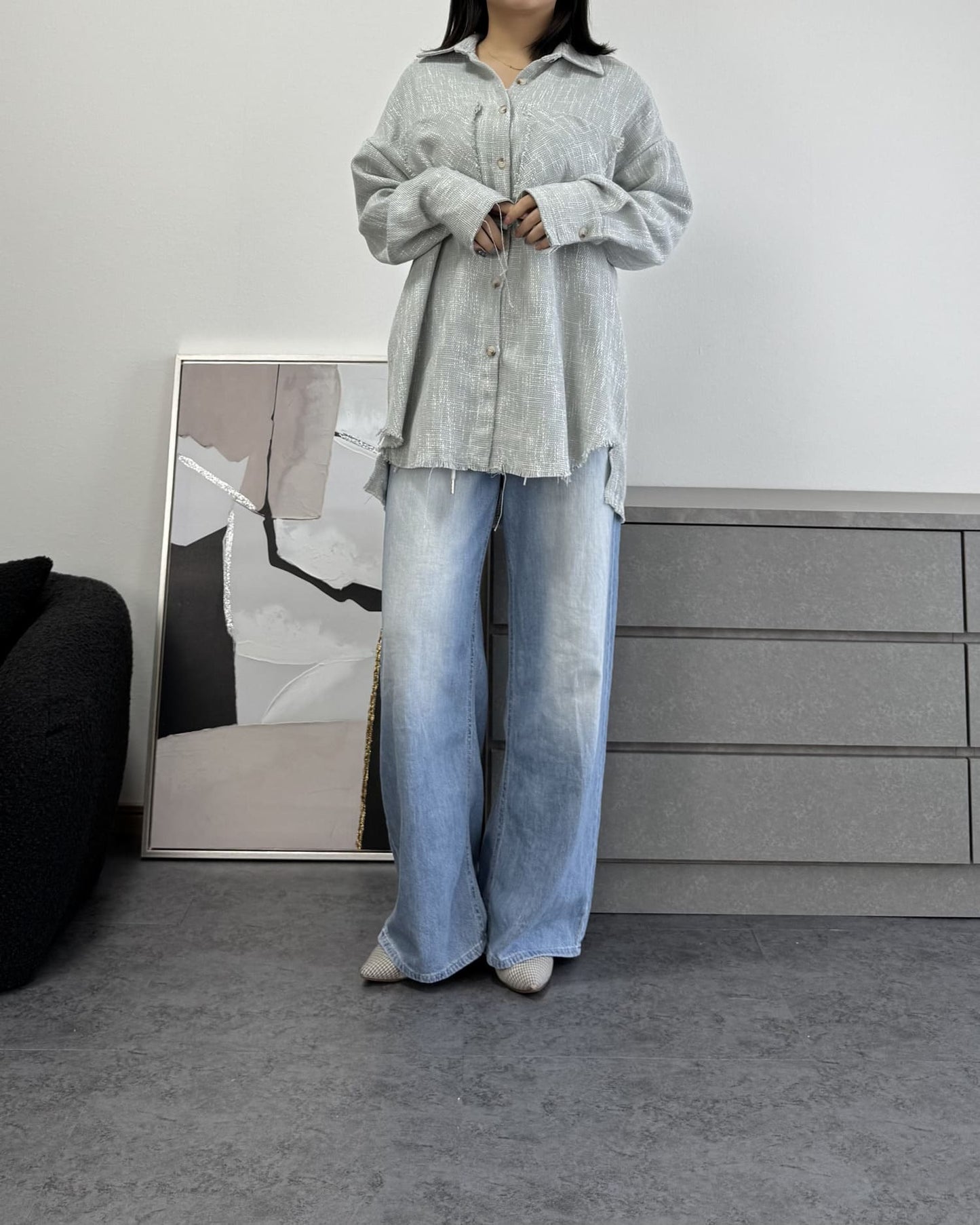 カットオフツイードオーバーシャツ