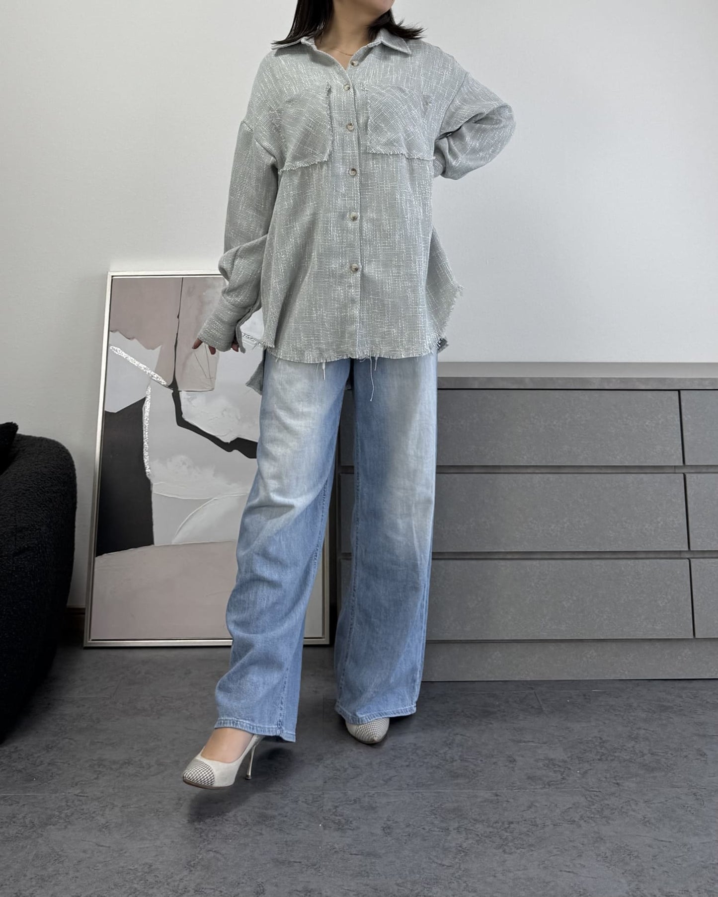 カットオフツイードオーバーシャツ