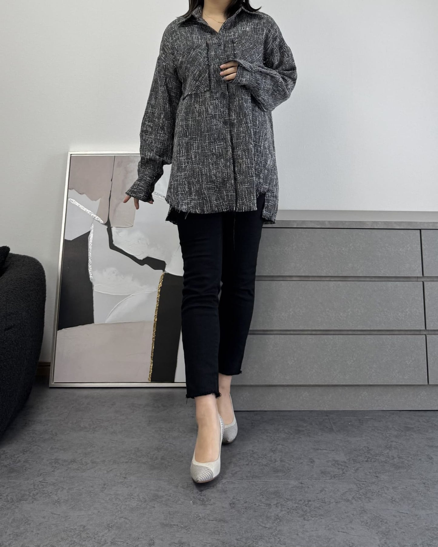 カットオフツイードオーバーシャツ