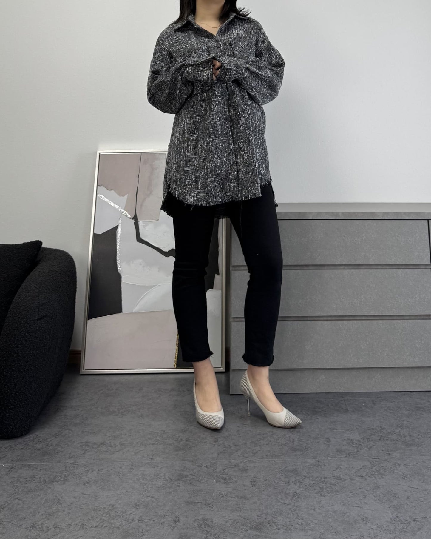 カットオフツイードオーバーシャツ