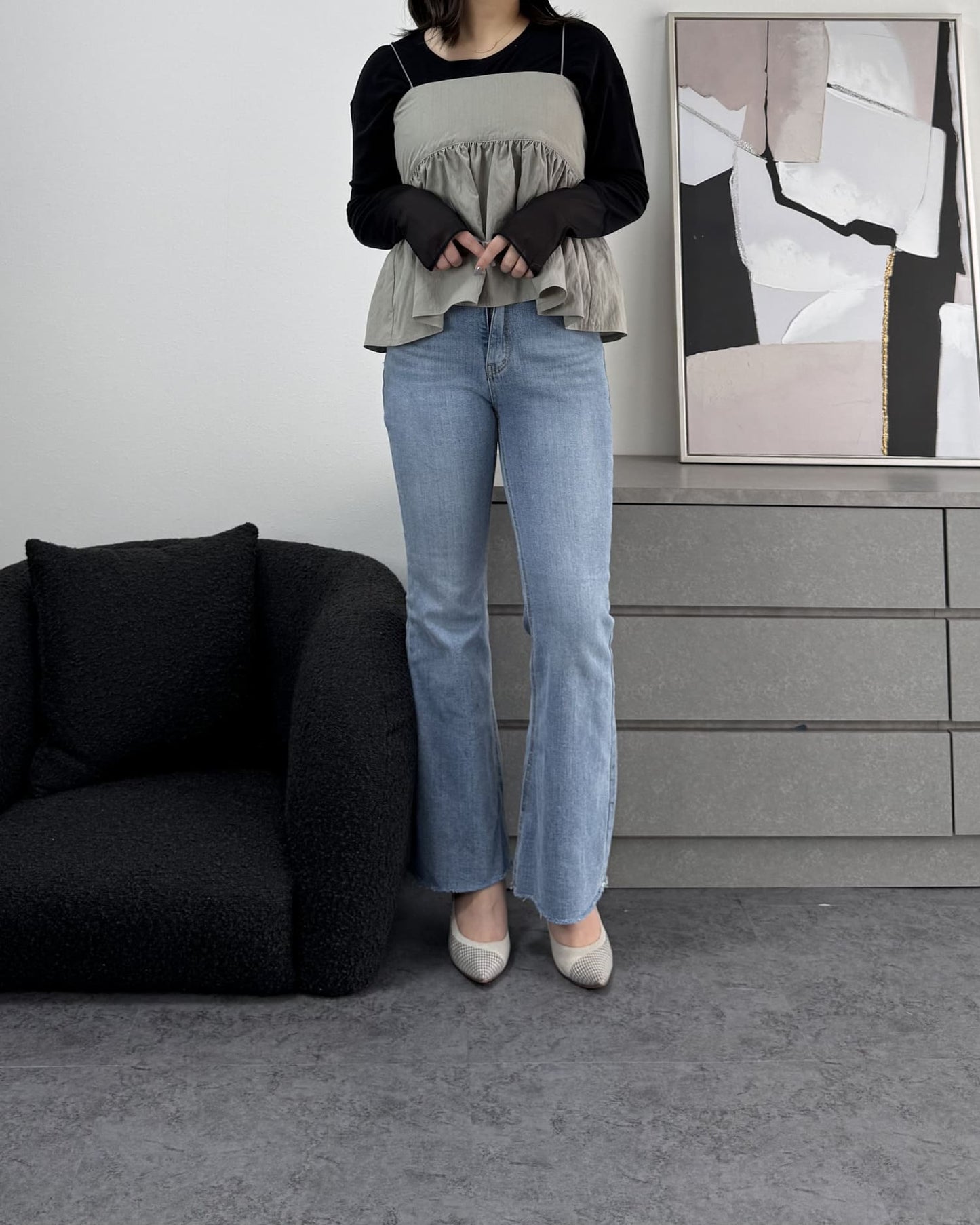 カットオフフレアライトデニム