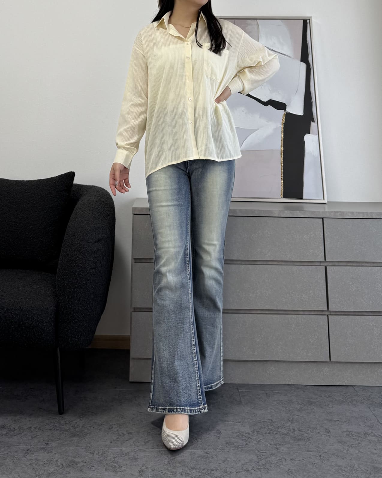 ストライプシアーシャツ