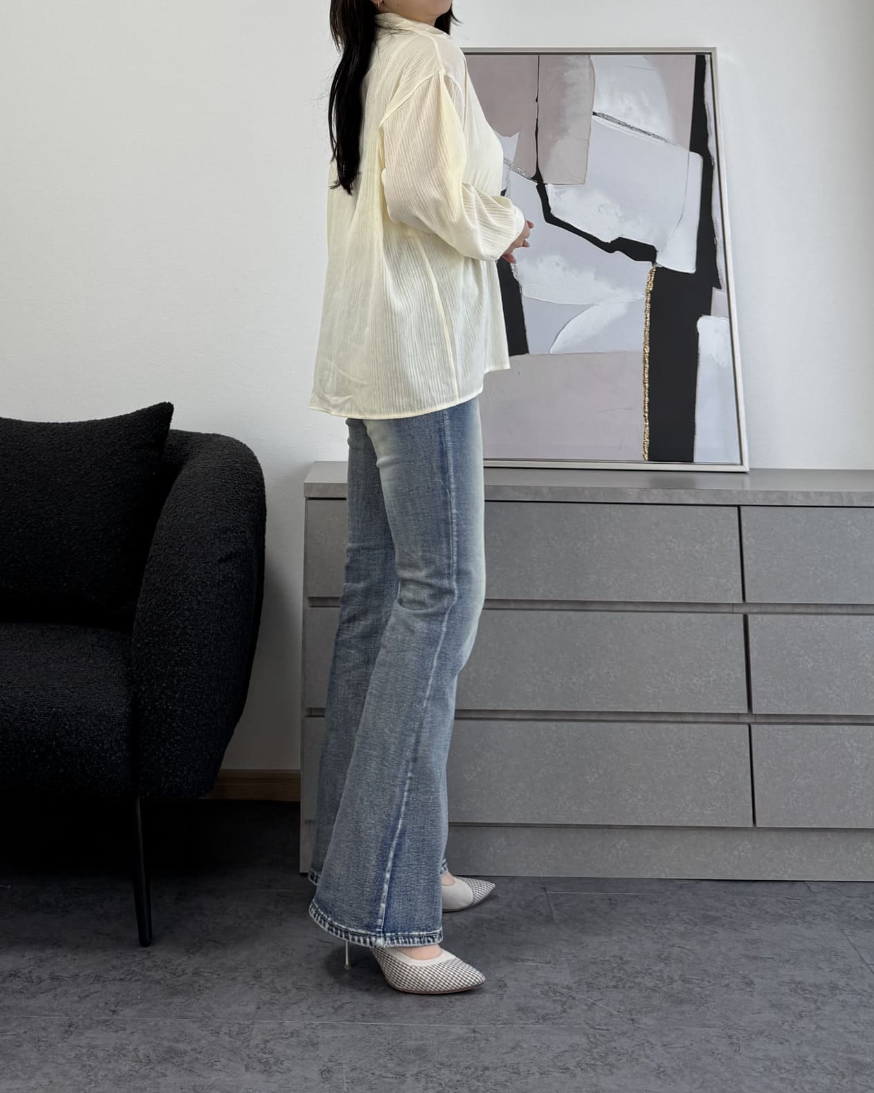 ストライプシアーシャツ