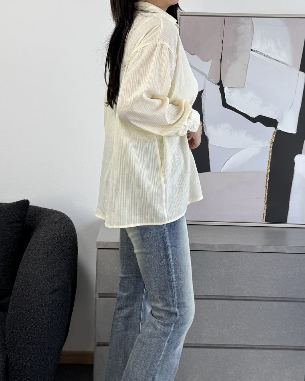 ストライプシアーシャツ