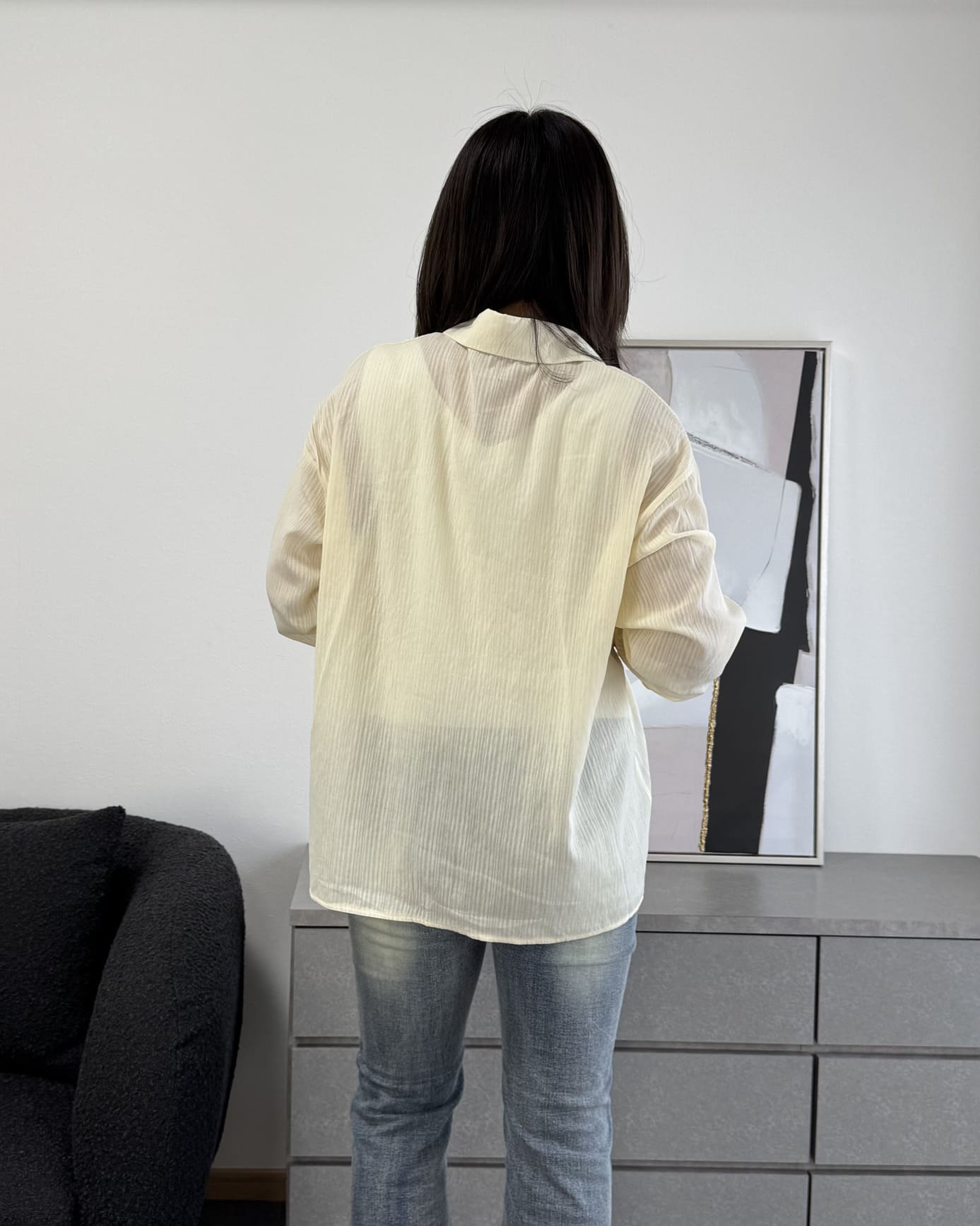 ストライプシアーシャツ