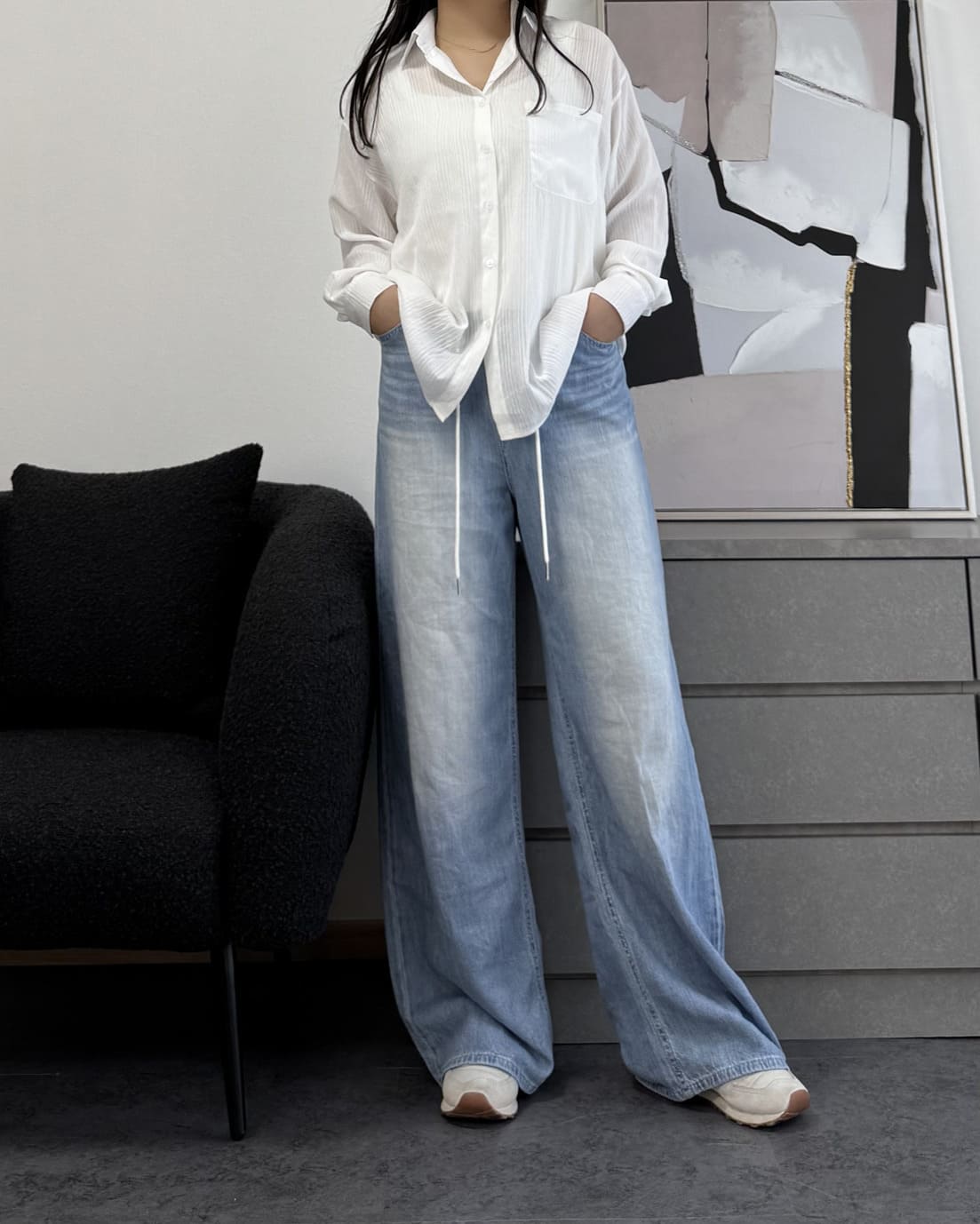 ストライプシアーシャツ