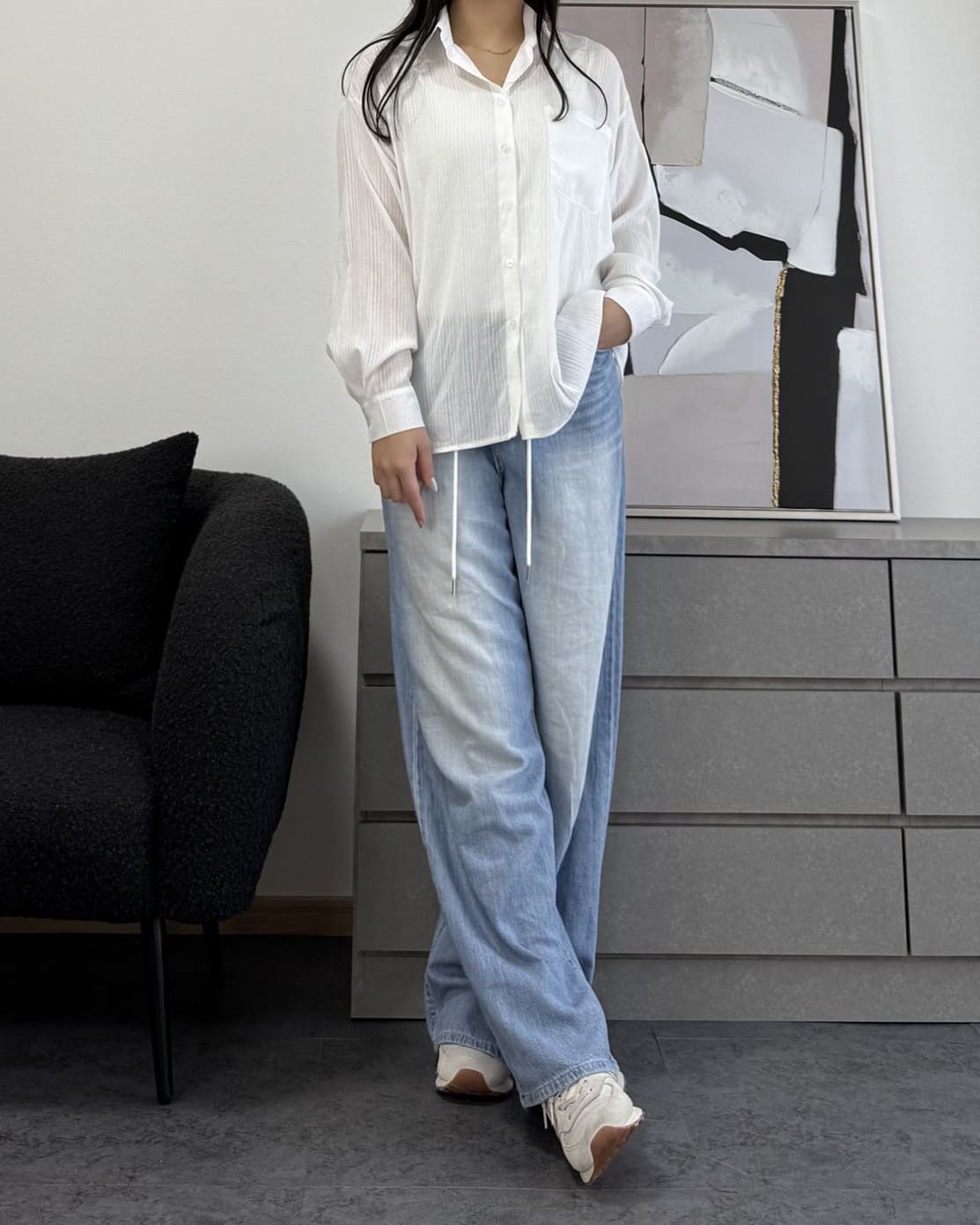 ストライプシアーシャツ