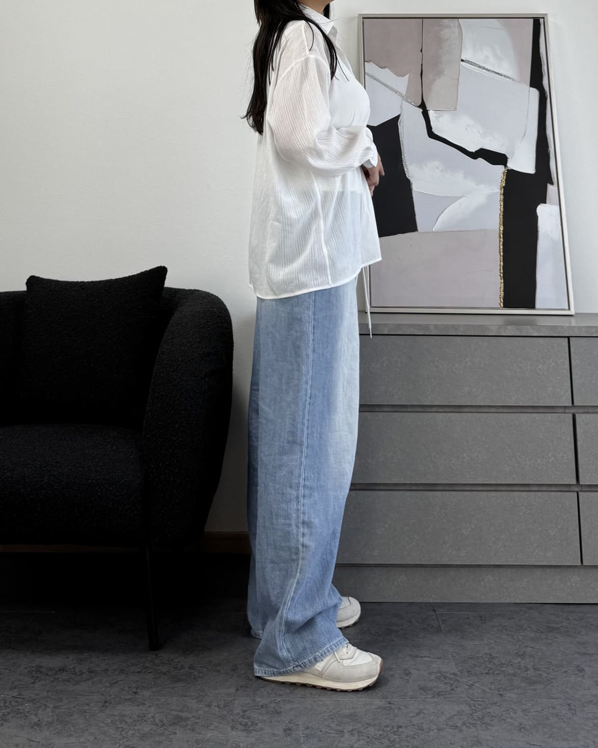 ストライプシアーシャツ