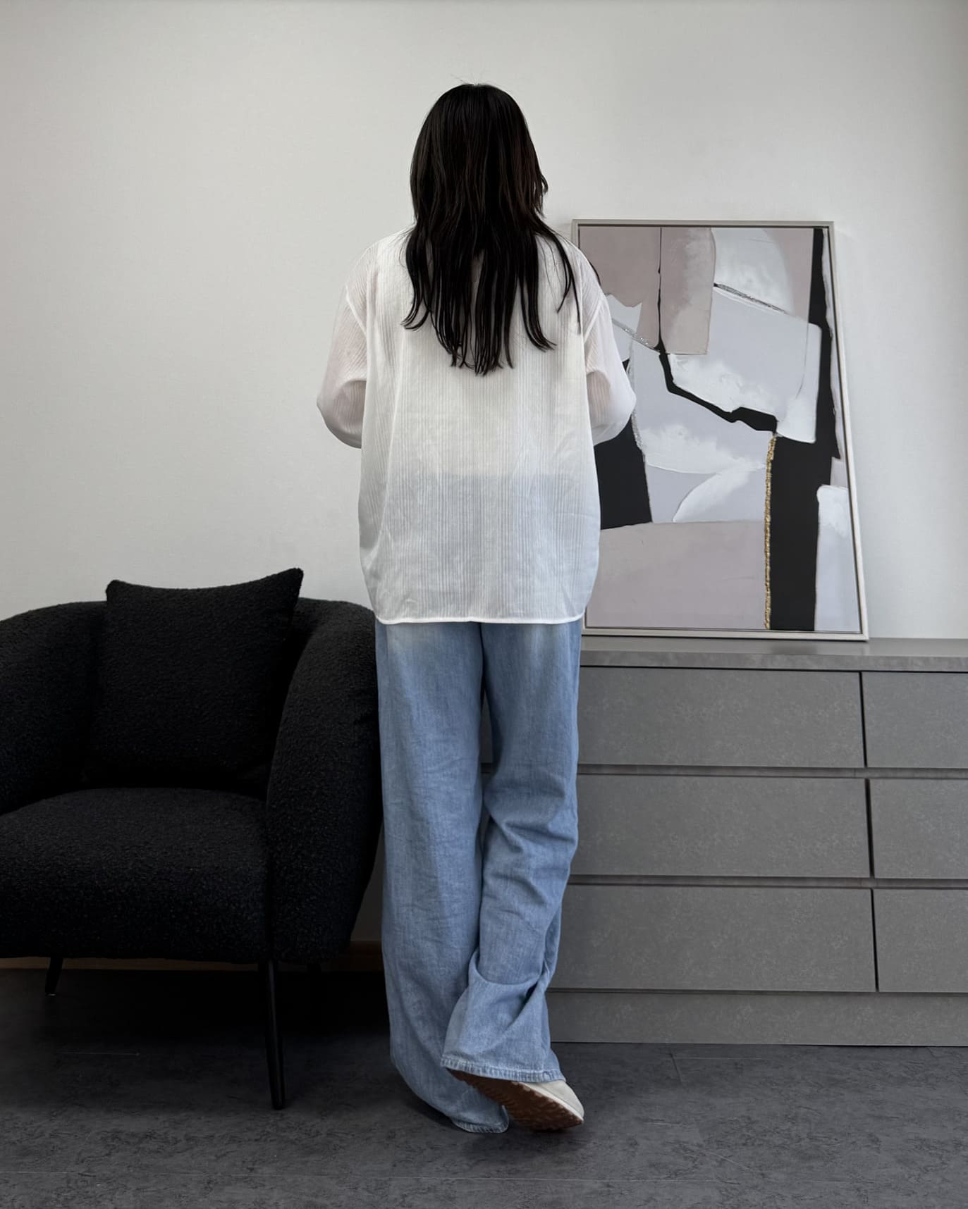 ストライプシアーシャツ