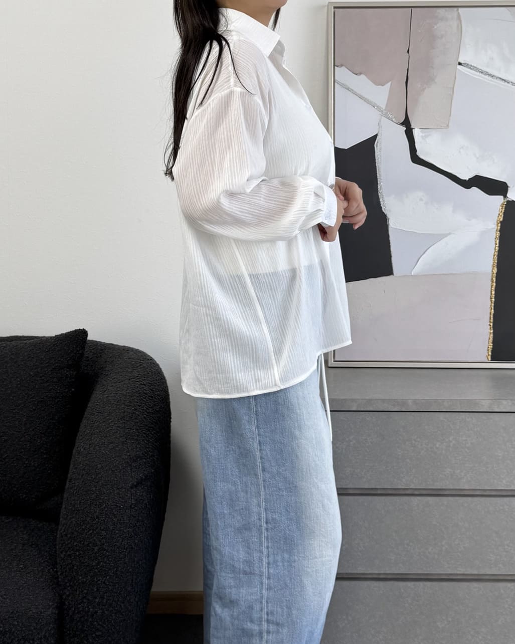 ストライプシアーシャツ