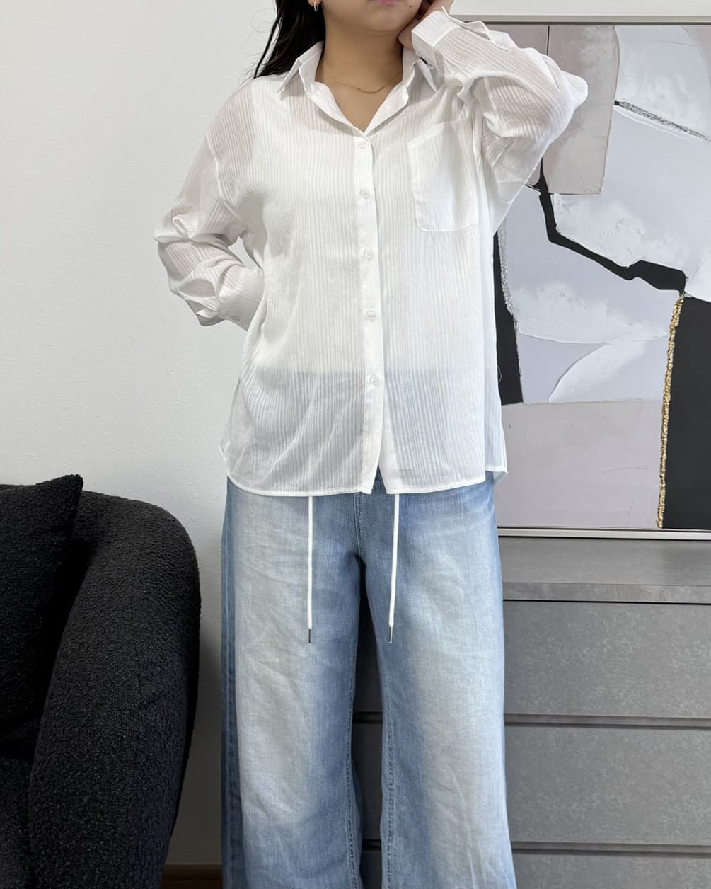 ストライプシアーシャツ