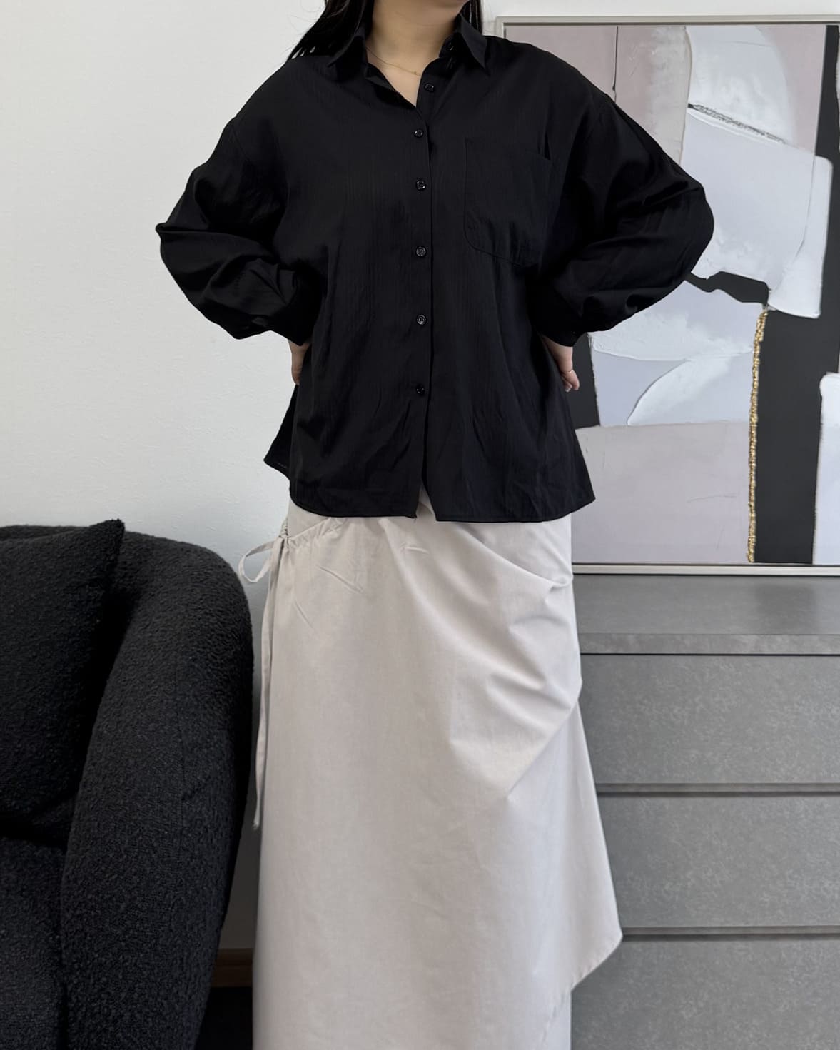 ストライプシアーシャツ