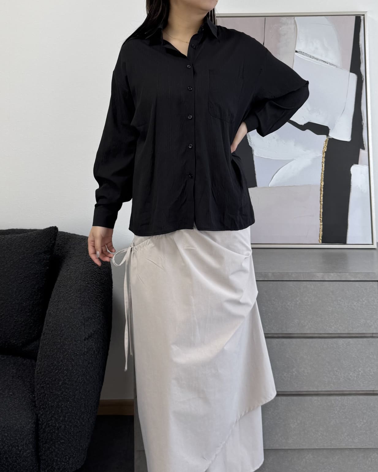 ストライプシアーシャツ