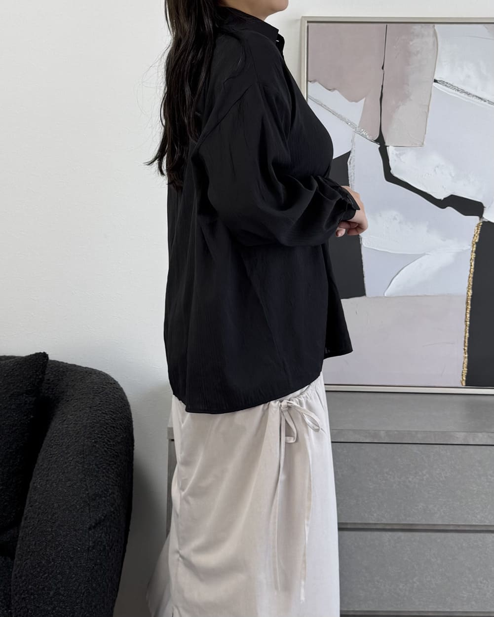 ストライプシアーシャツ