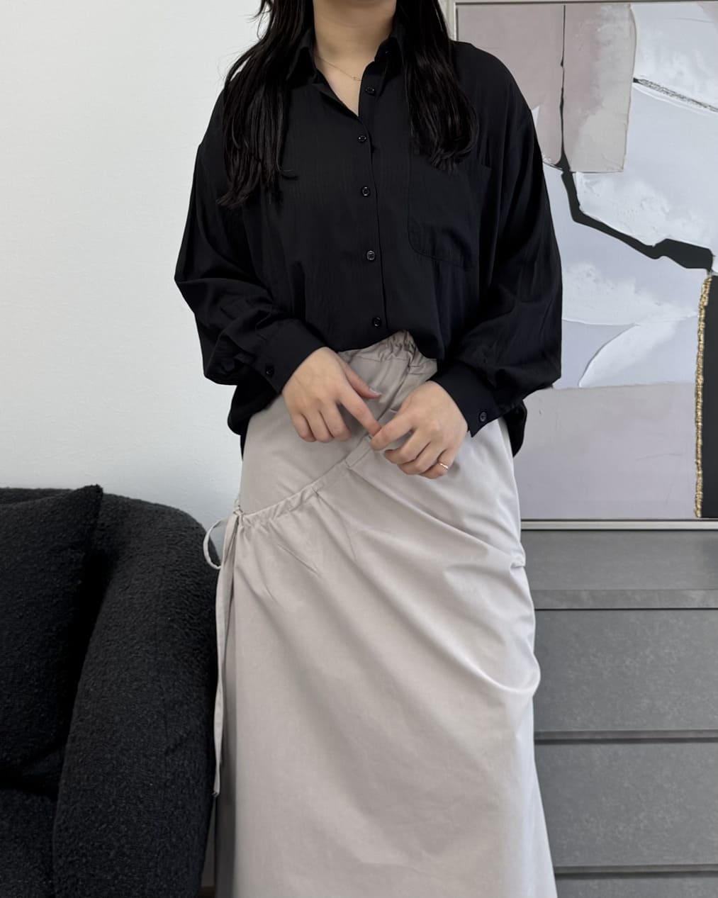 ストライプシアーシャツ