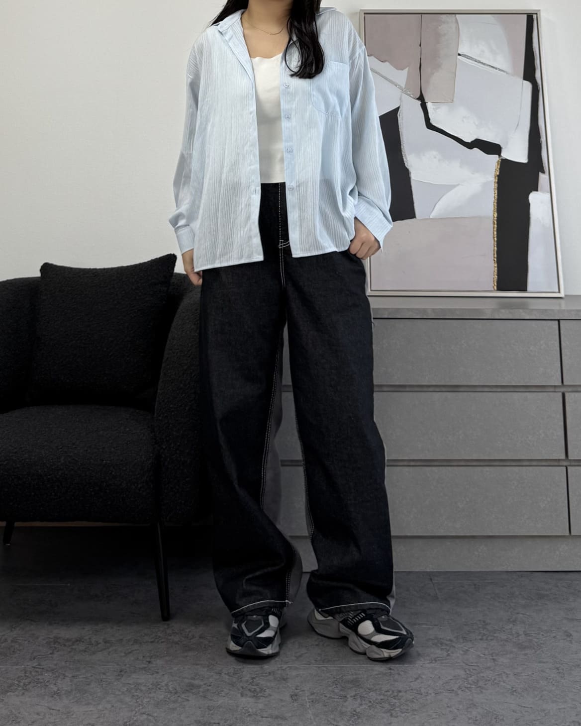 ストライプシアーシャツ