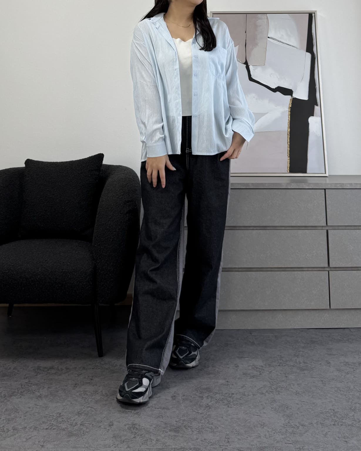 ストライプシアーシャツ