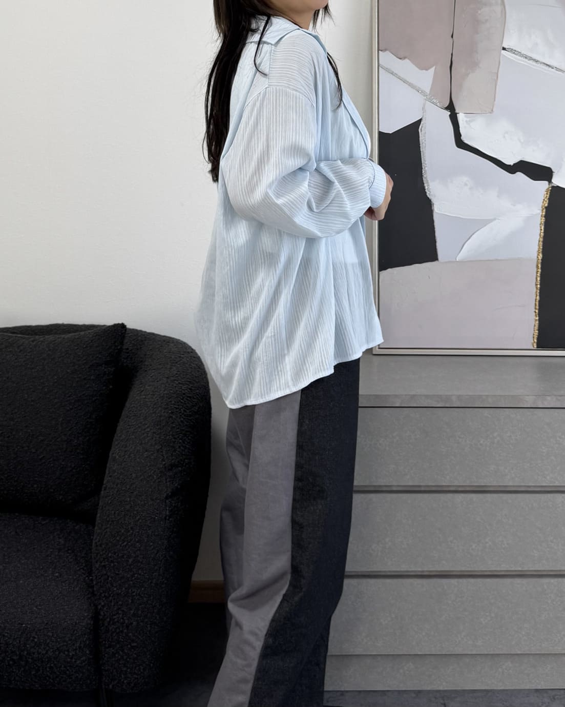 ストライプシアーシャツ