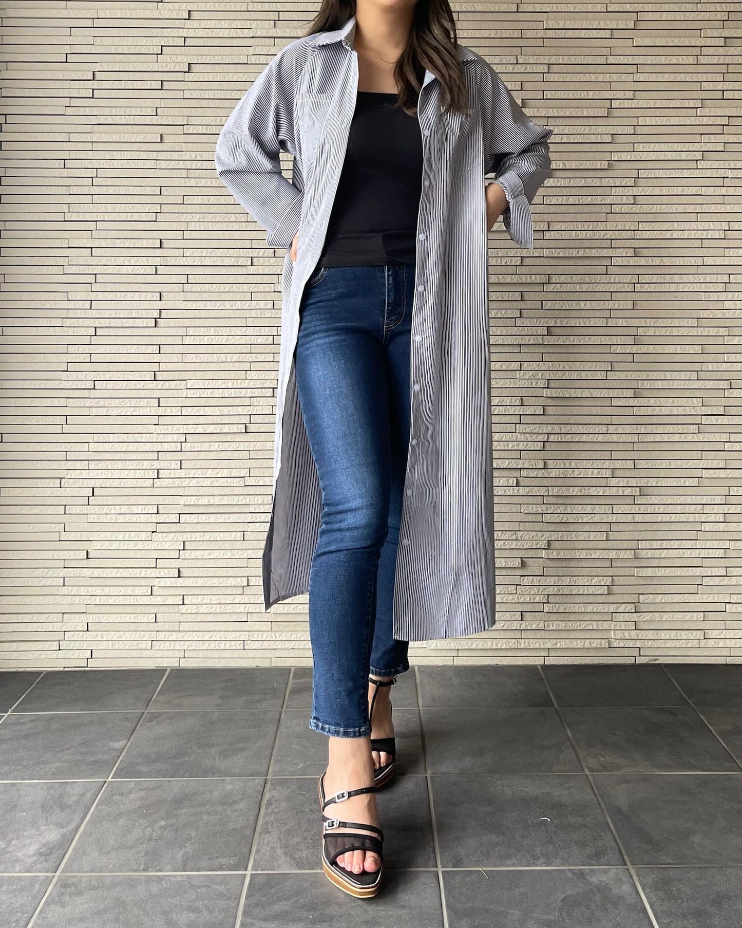 【予約販売】【ウエスト全ゴム】美シルエットストレッチスキニーデニム