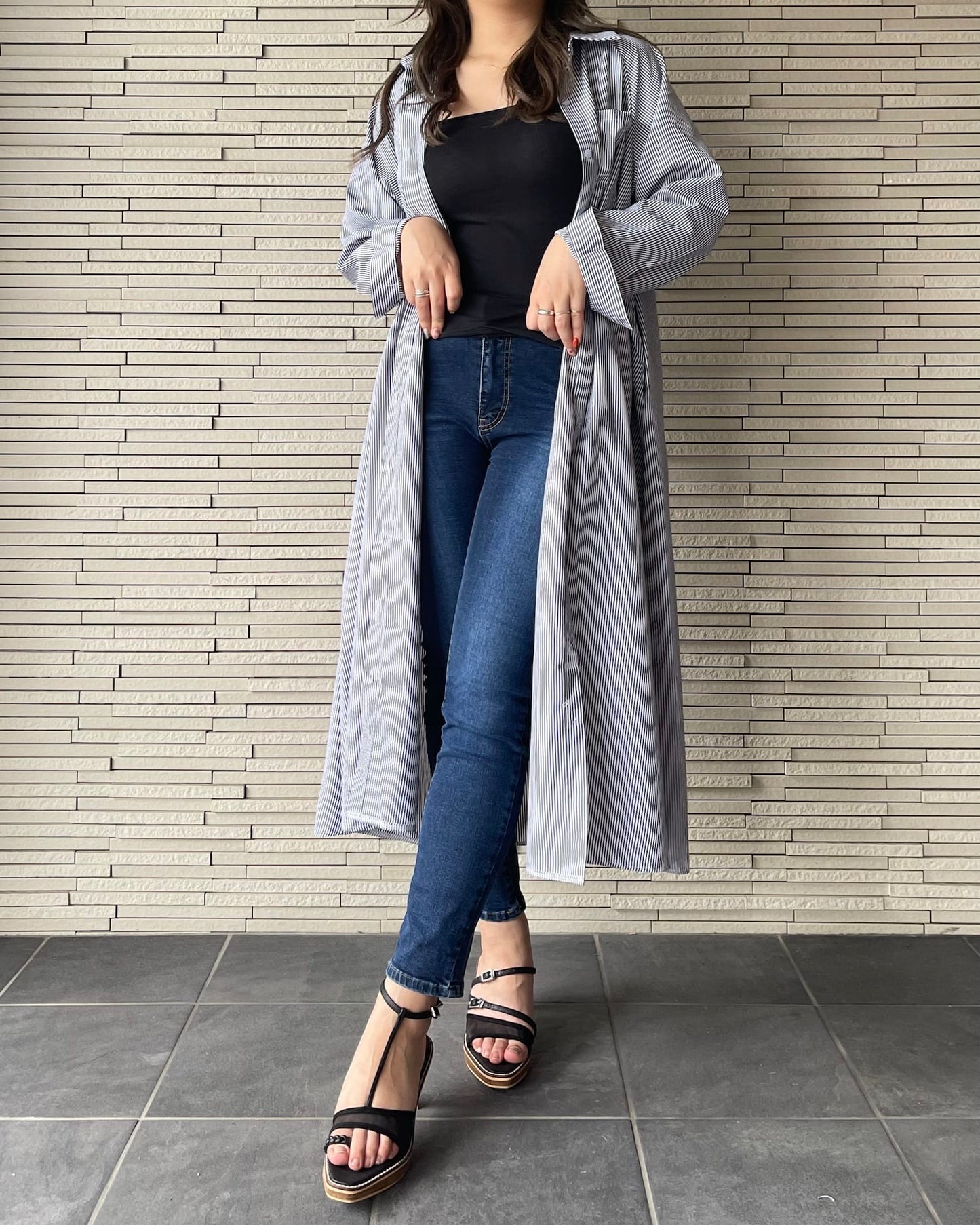 【予約販売】【ウエスト全ゴム】美シルエットストレッチスキニーデニム