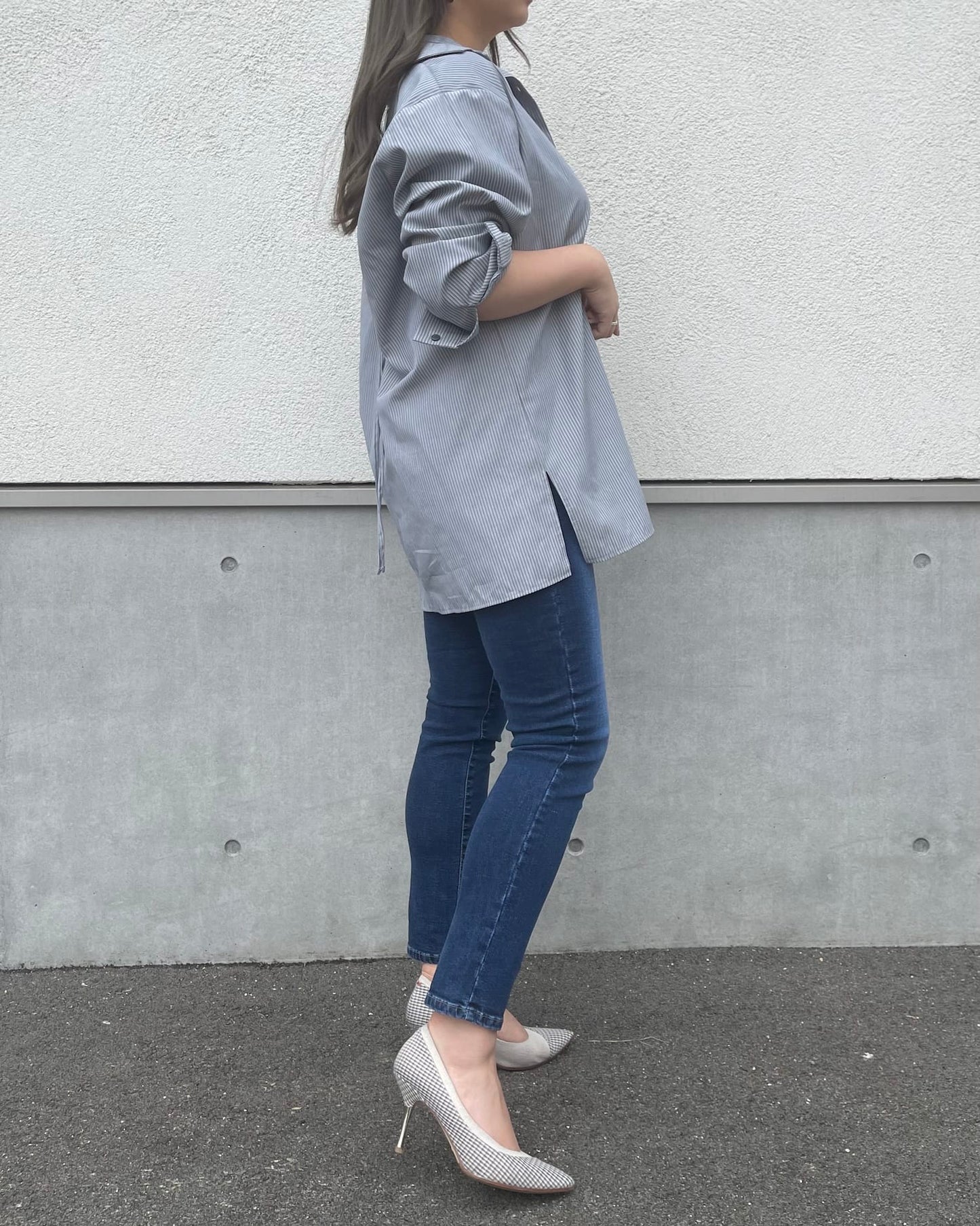 【予約販売】【ウエスト全ゴム】美シルエットストレッチスキニーデニム