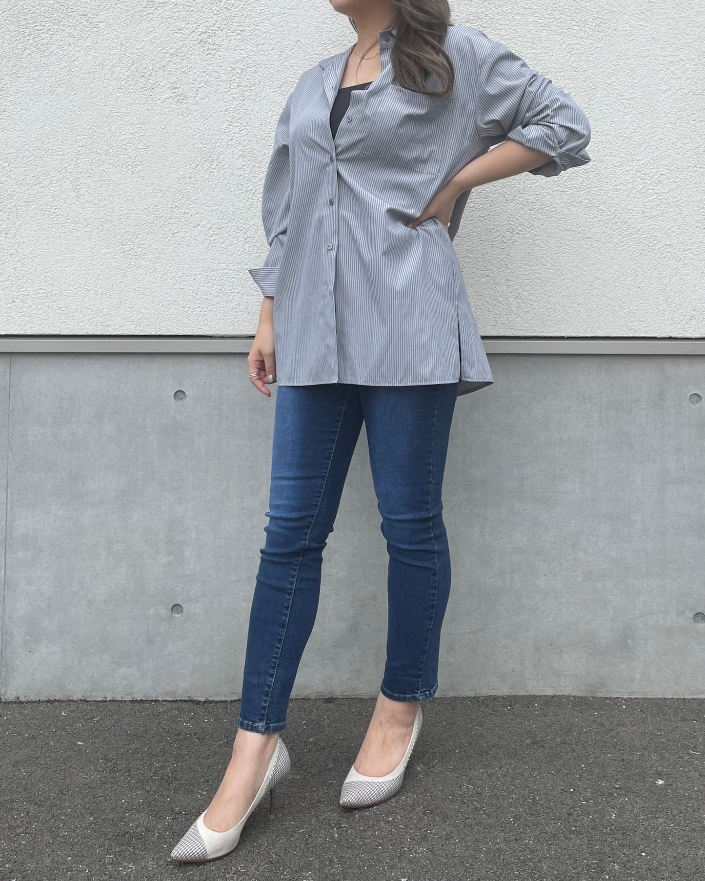 【予約販売】【ウエスト全ゴム】美シルエットストレッチスキニーデニム