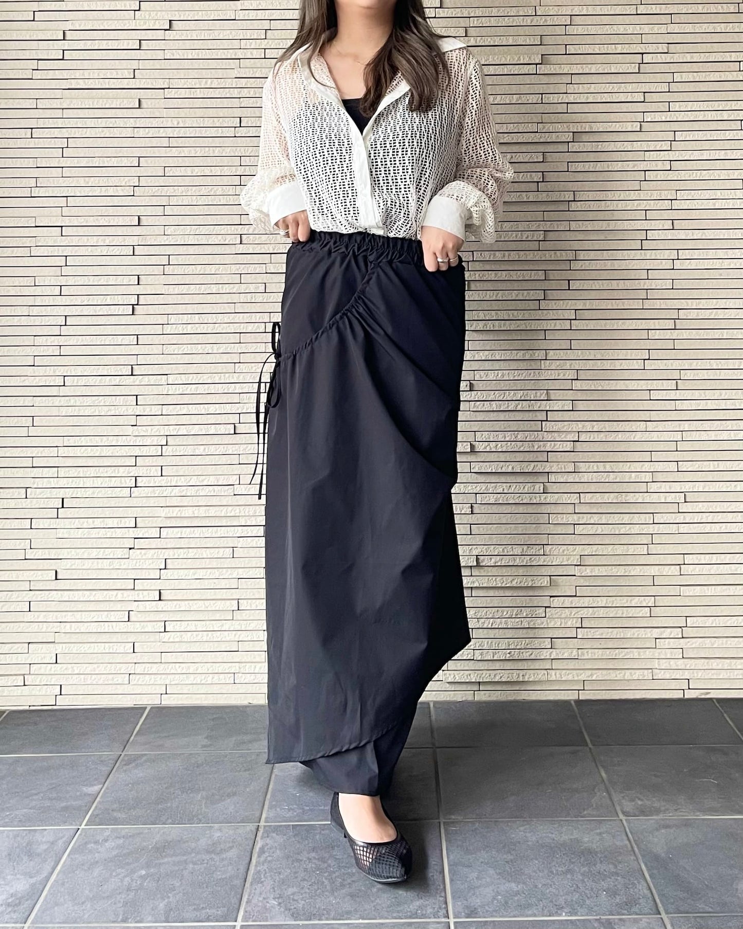 サイドスリットメッシュシャツ